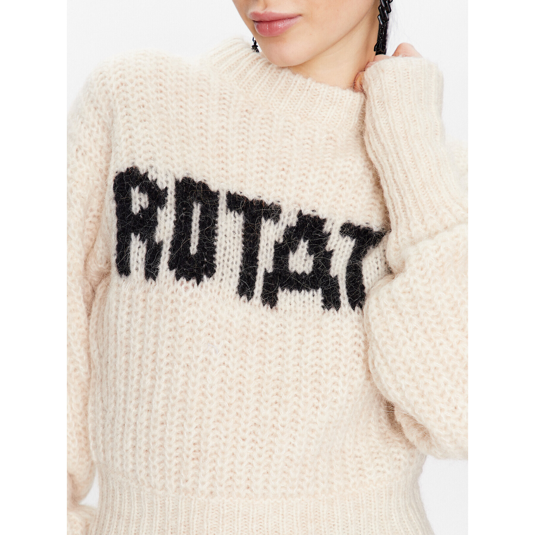 ROTATE Sveter Knit Puff Sleeve RT2287 Écru Regular Fit - Pepit.sk