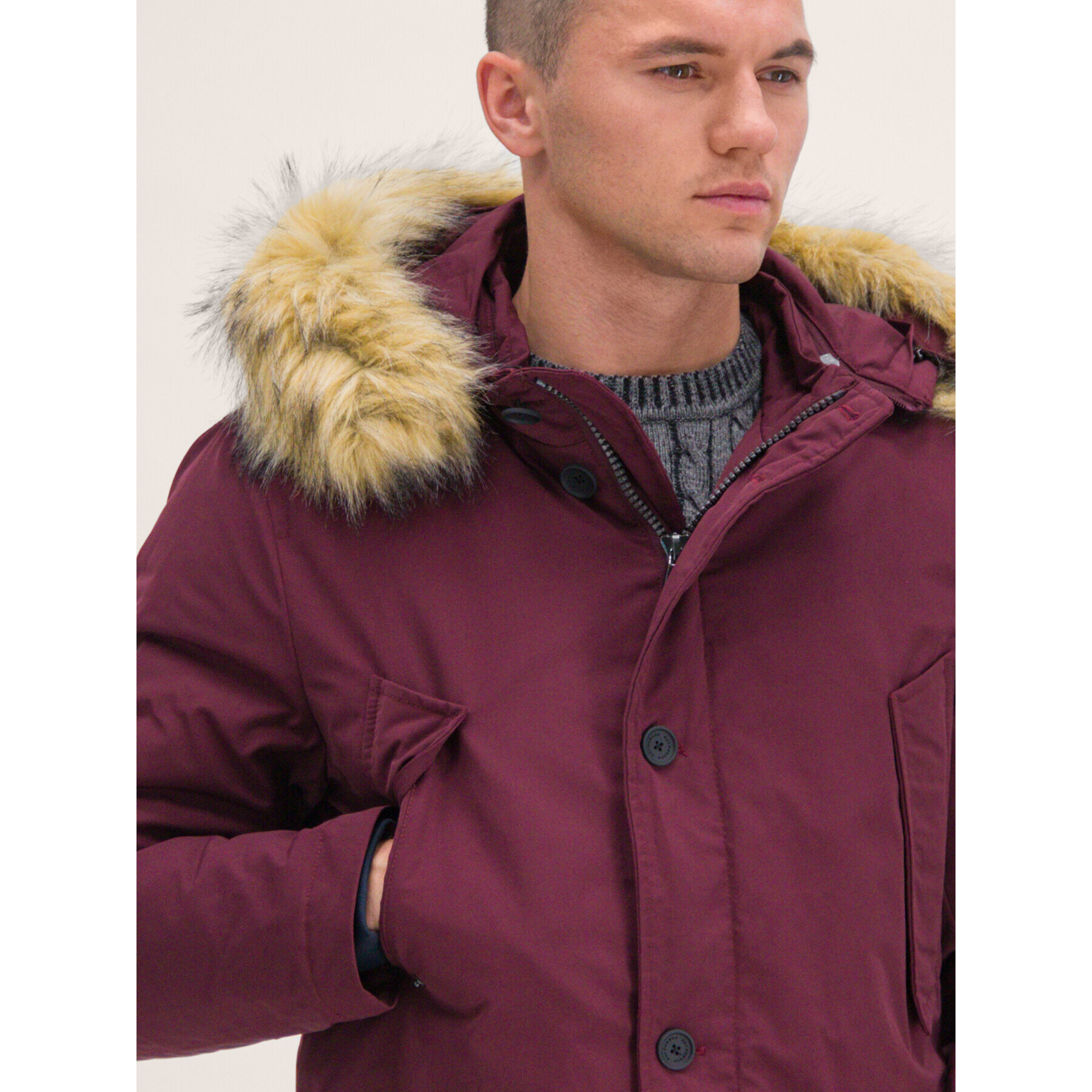 Roy Robson Parka 1946-96 Bordová Slim Fit - Pepit.sk