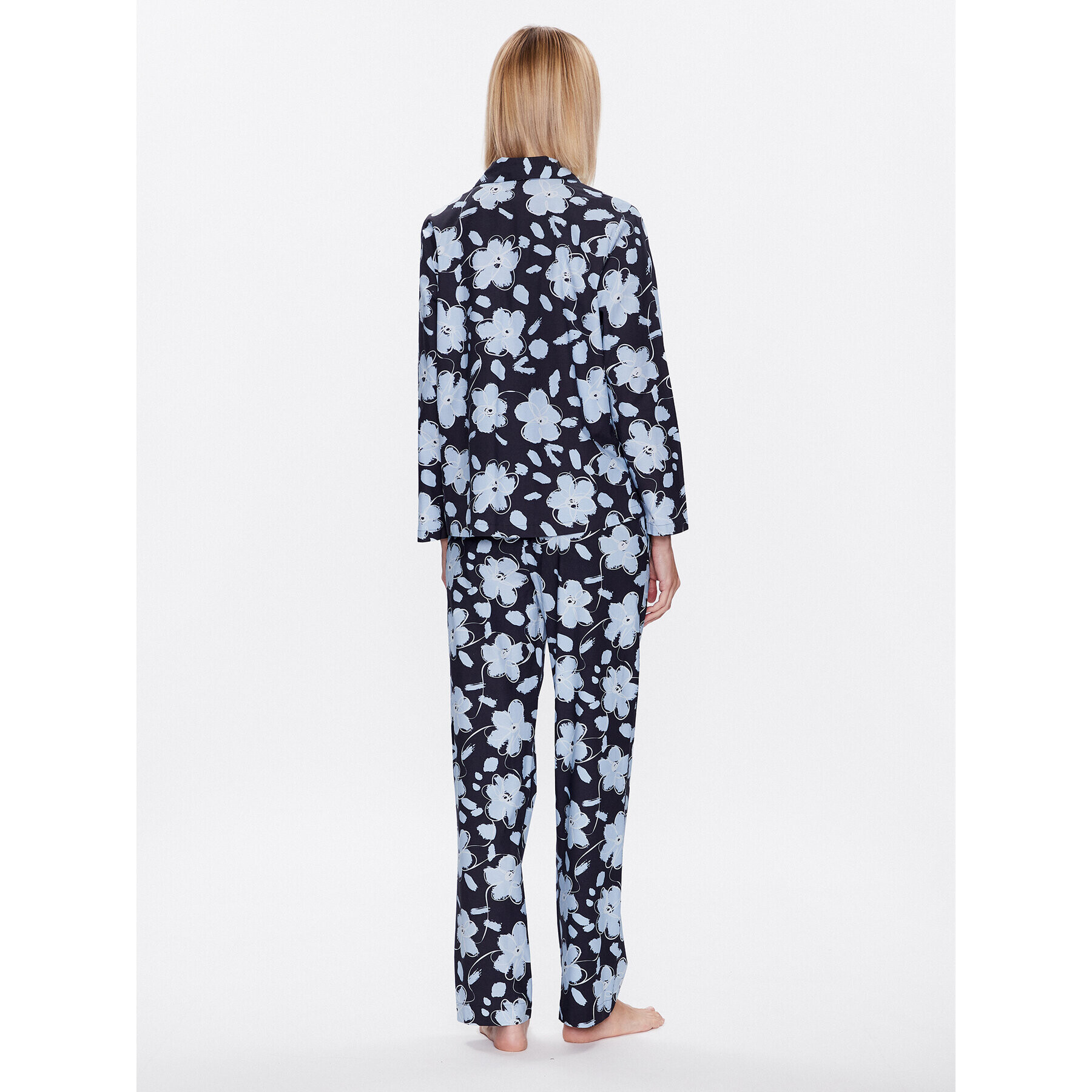 Seidensticker Pyžamo Classic Pajama Set Flowers Tmavomodrá Straight Fit - Pepit.sk