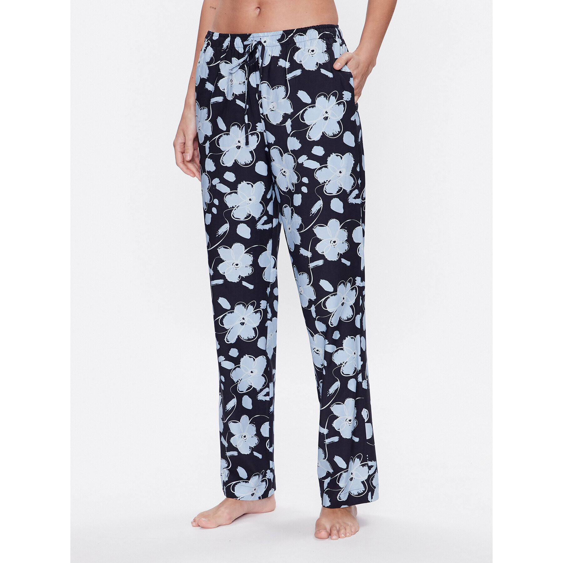 Seidensticker Pyžamo Classic Pajama Set Flowers Tmavomodrá Straight Fit - Pepit.sk