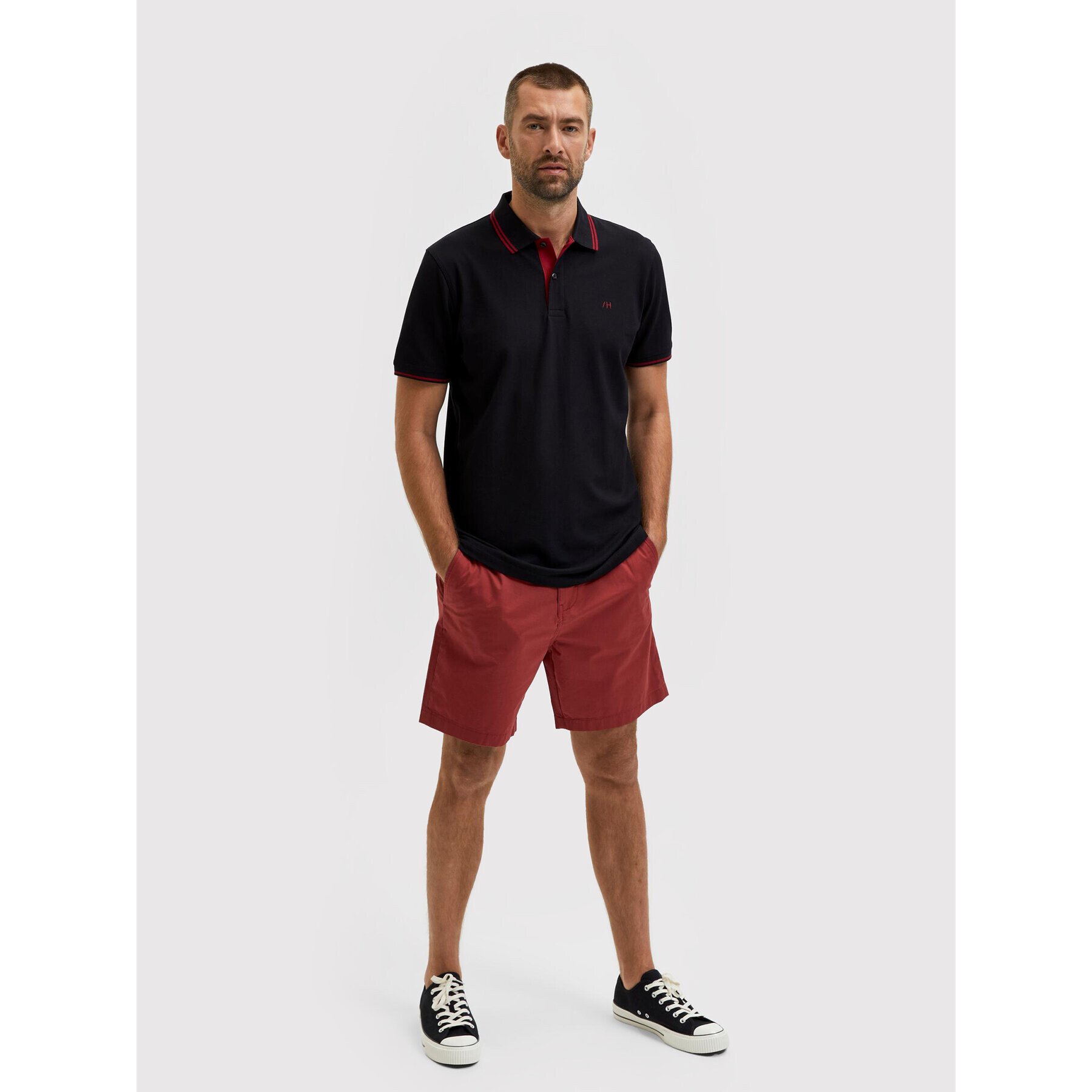 Selected Homme Bavlnené šortky Flex 16083844 Červená Regular Fit - Pepit.sk