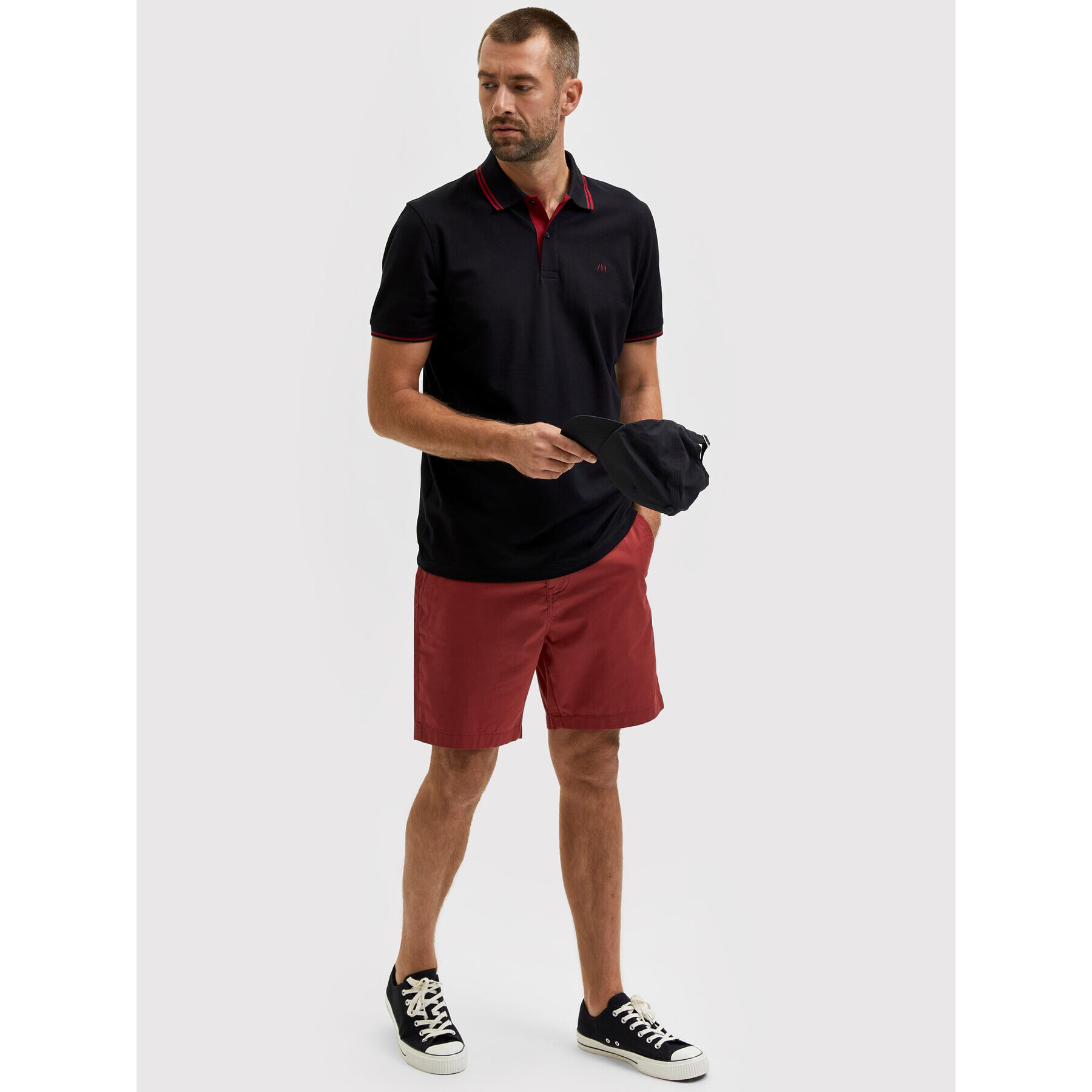 Selected Homme Bavlnené šortky Flex 16083844 Červená Regular Fit - Pepit.sk