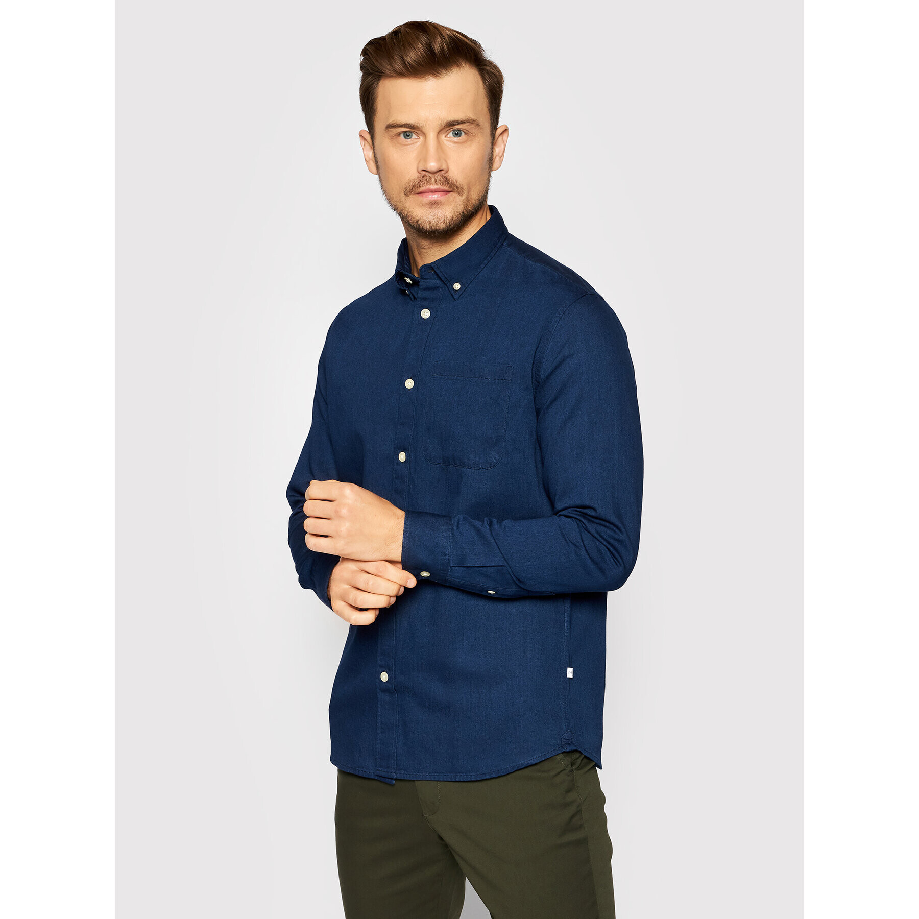 Selected Homme džínsová košeľa Rick 16077358 Tmavomodrá Regular Fit - Pepit.sk