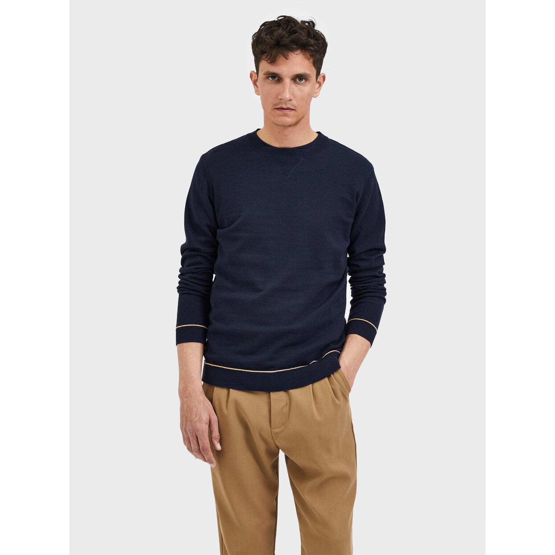 Selected Homme Sveter Jerome 16085464 Tmavomodrá Regular Fit - Pepit.sk