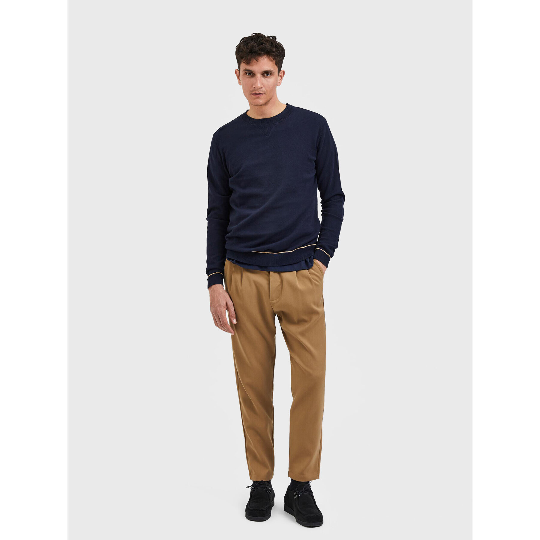 Selected Homme Sveter Jerome 16085464 Tmavomodrá Regular Fit - Pepit.sk