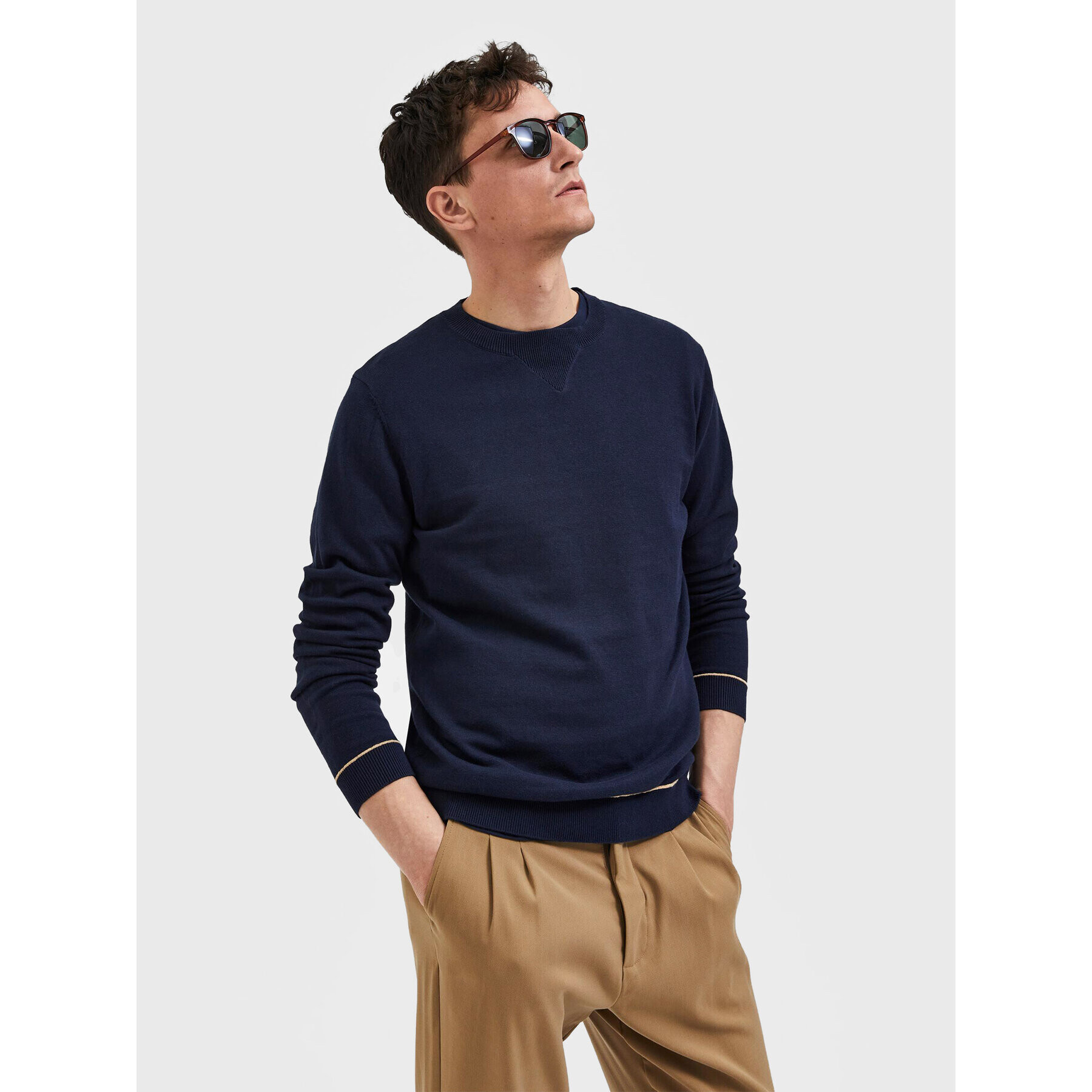 Selected Homme Sveter Jerome 16085464 Tmavomodrá Regular Fit - Pepit.sk