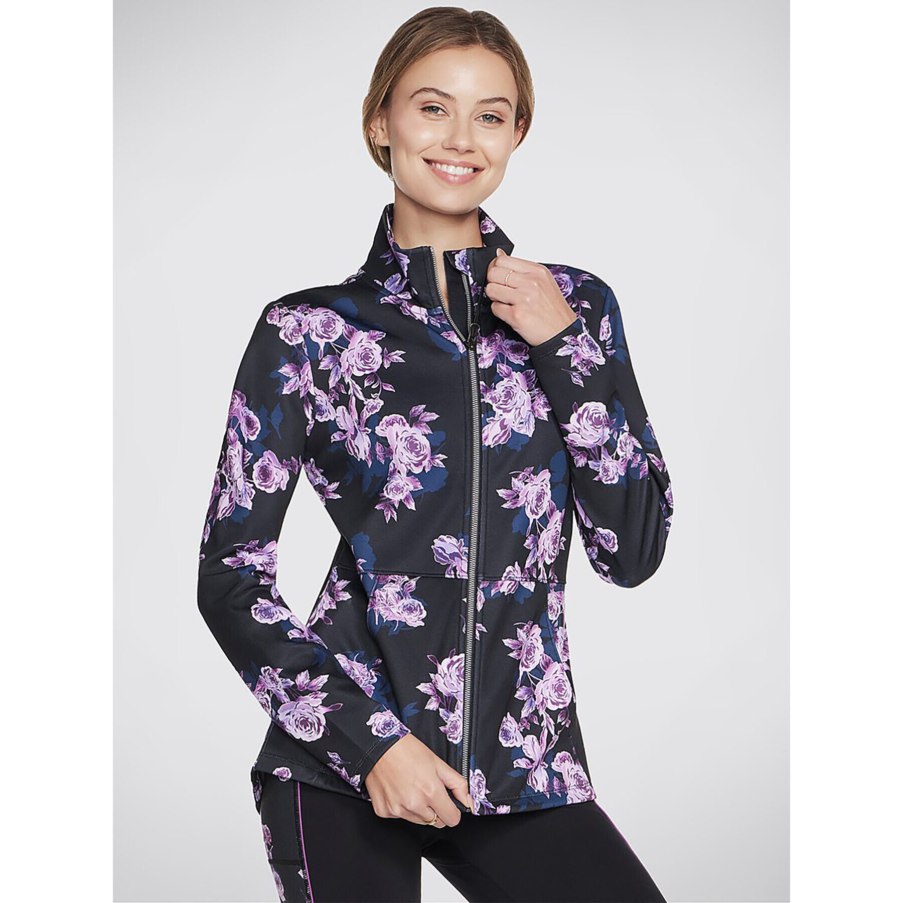 Skechers Bunda anorak Skechcloud Winter Bloom Jacket JA3 Čierna Regular Fit - Pepit.sk