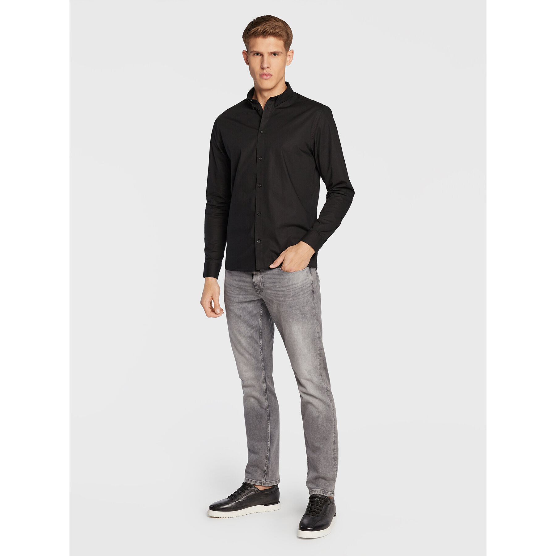 Solid Košeľa 21103247 Čierna Slim Fit - Pepit.sk