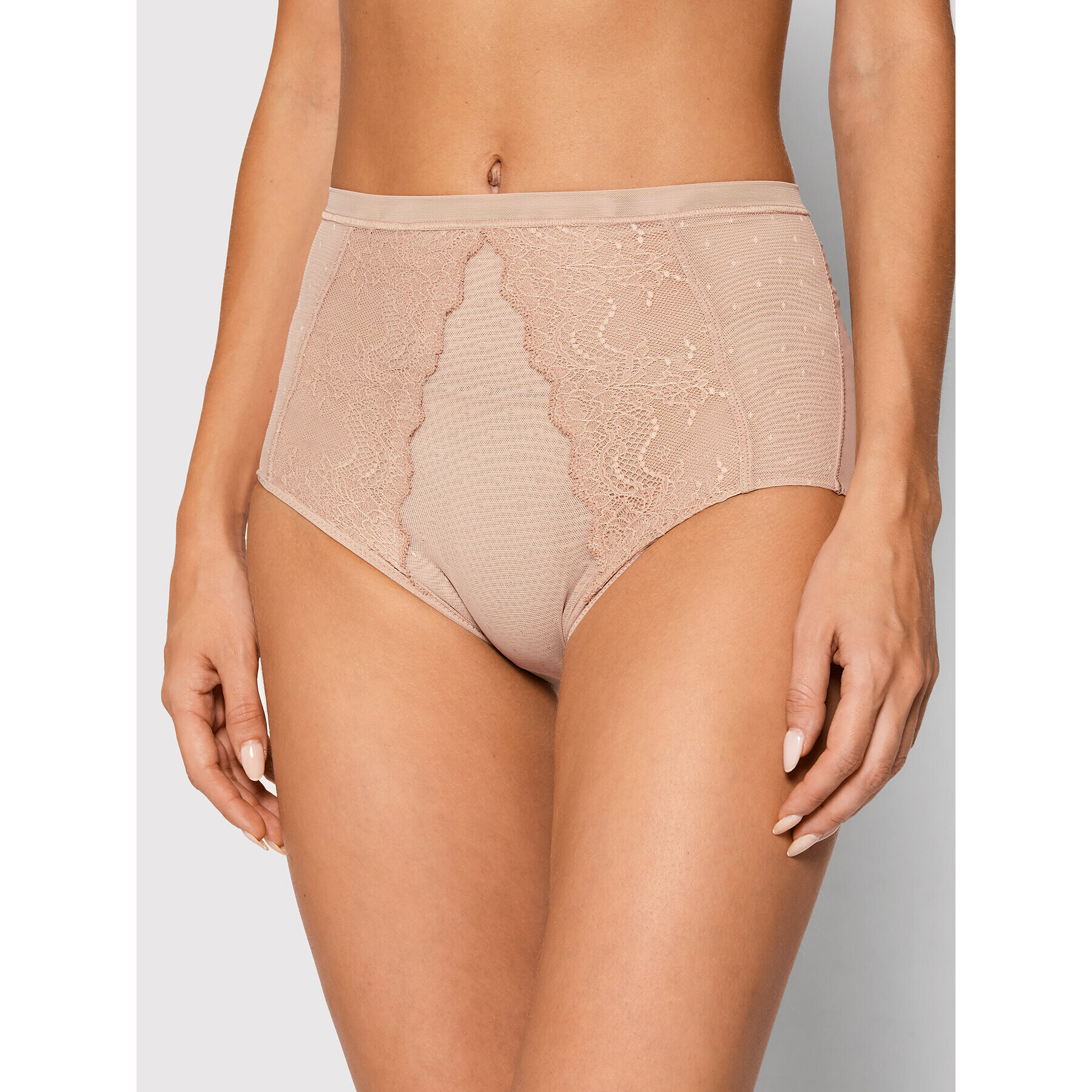 SPANX Klasické nohavičky s vysokým pásom Spotlight On Lace 10218R Béžová - Pepit.sk