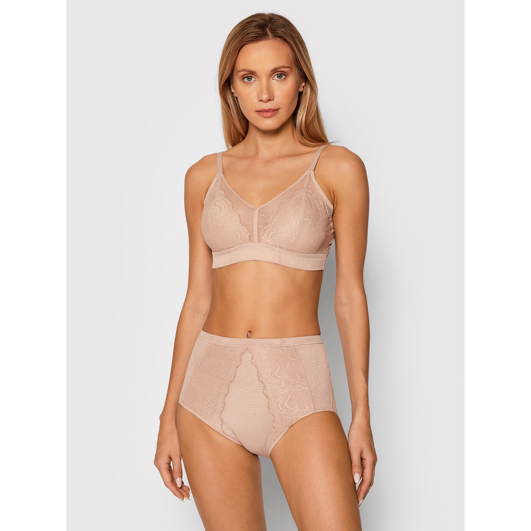 SPANX Klasické nohavičky s vysokým pásom Spotlight On Lace 10218R Béžová - Pepit.sk