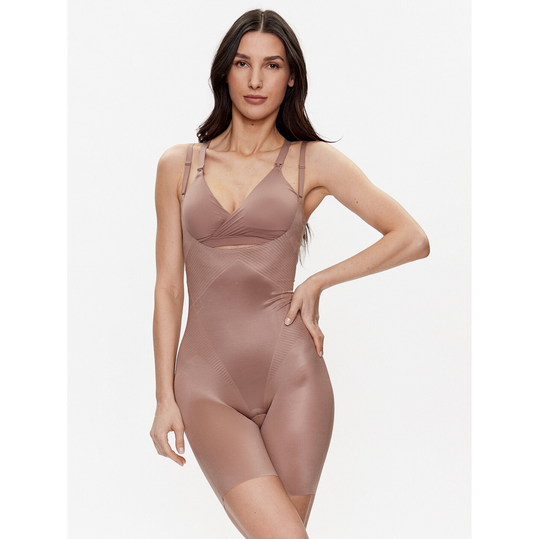 SPANX Tvarovacia kombinéza Thinstincts® 2.0 Open-Bust Mid-Thigh 10235R Béžová - Pepit.sk