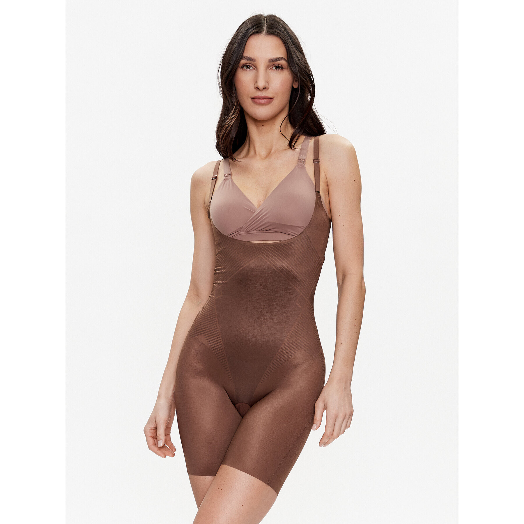 SPANX Tvarovacia kombinéza Thinstincts® 2.0 Open-Bust Mid-Thigh 10235R Hnedá - Pepit.sk