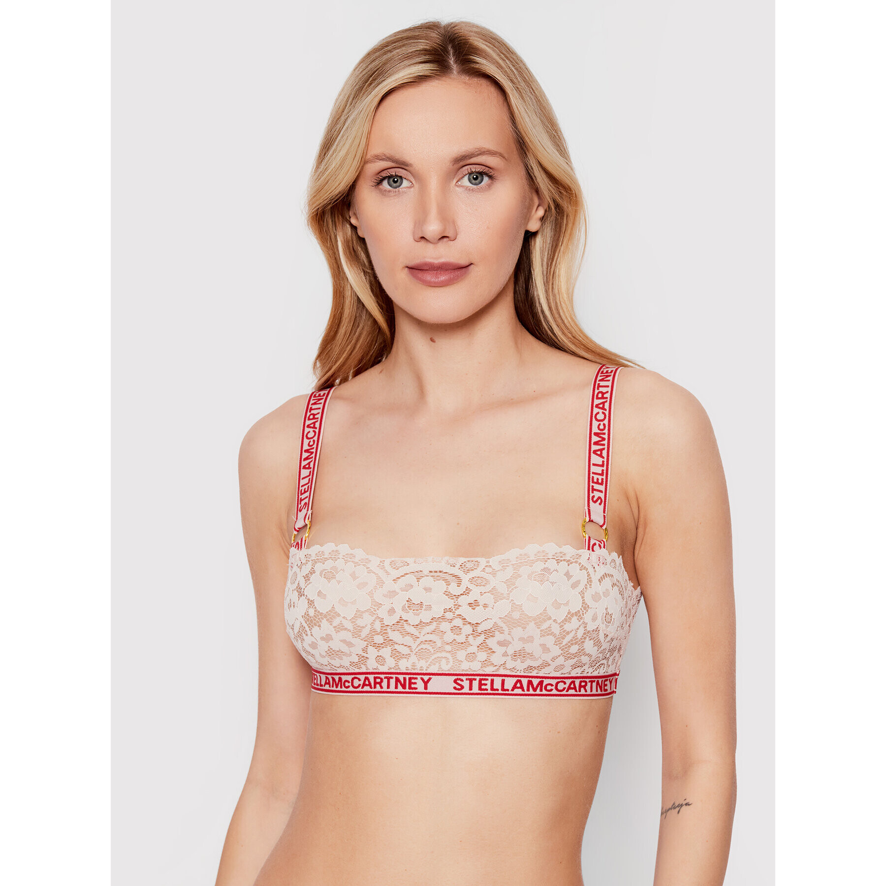 Stella McCartney Podprsenkový top Lace Flounce With Logo S6RK01060.68912 Ružová - Pepit.sk