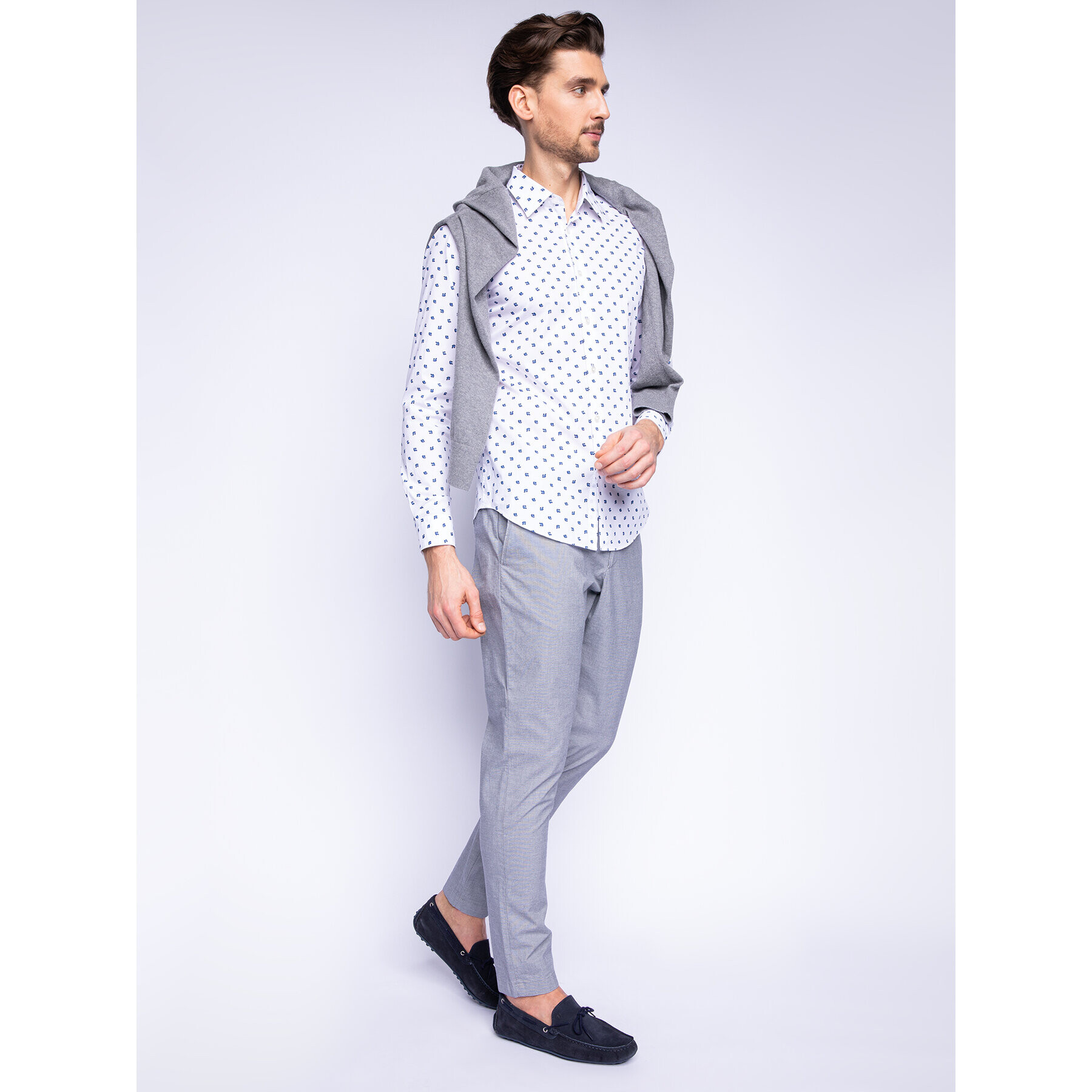 Strellson Bavlnené nohavice 11 Sax-W 30019343 Sivá Slim Fit - Pepit.sk