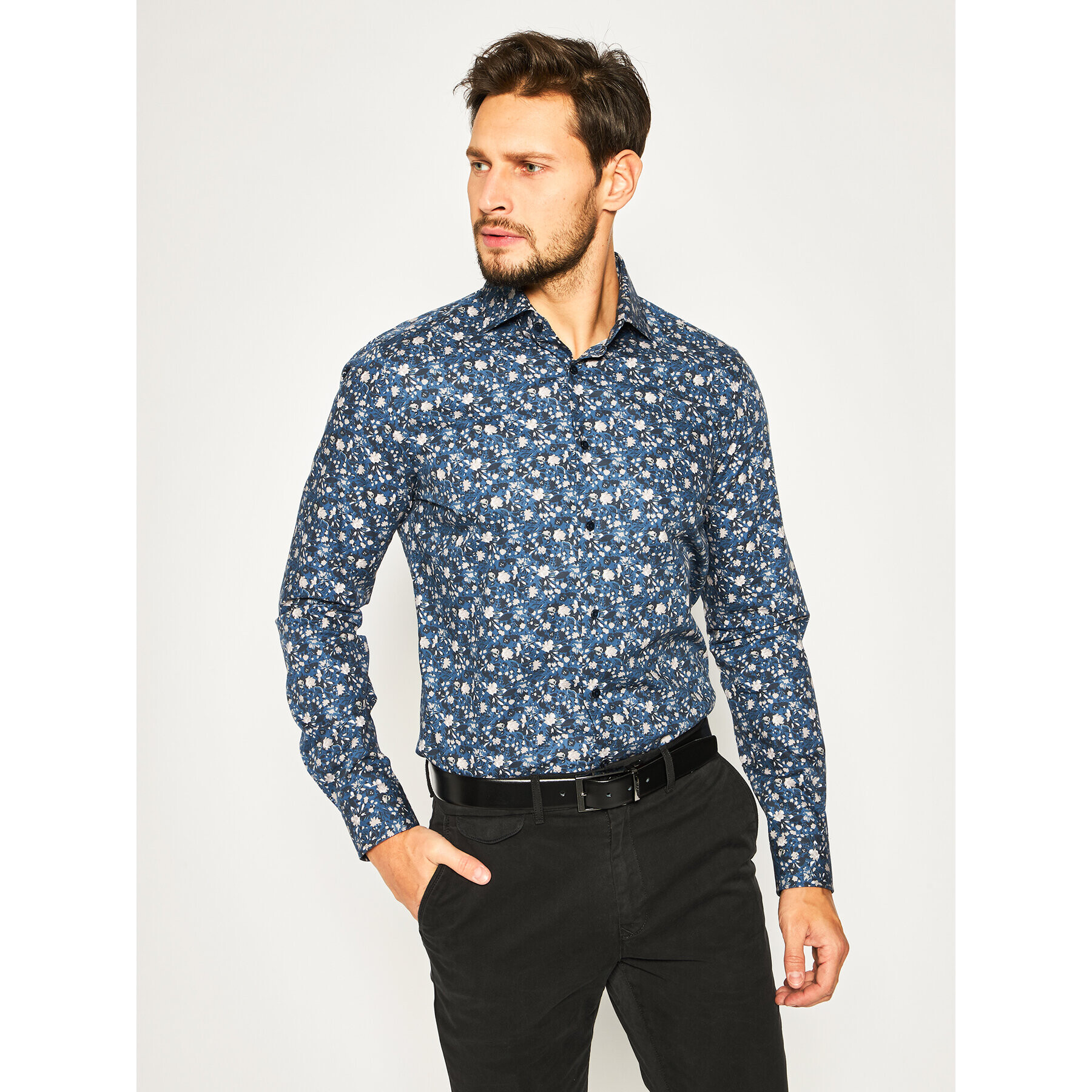 Strellson Košeľa Sereno 30018824 Tmavomodrá Slim Fit - Pepit.sk