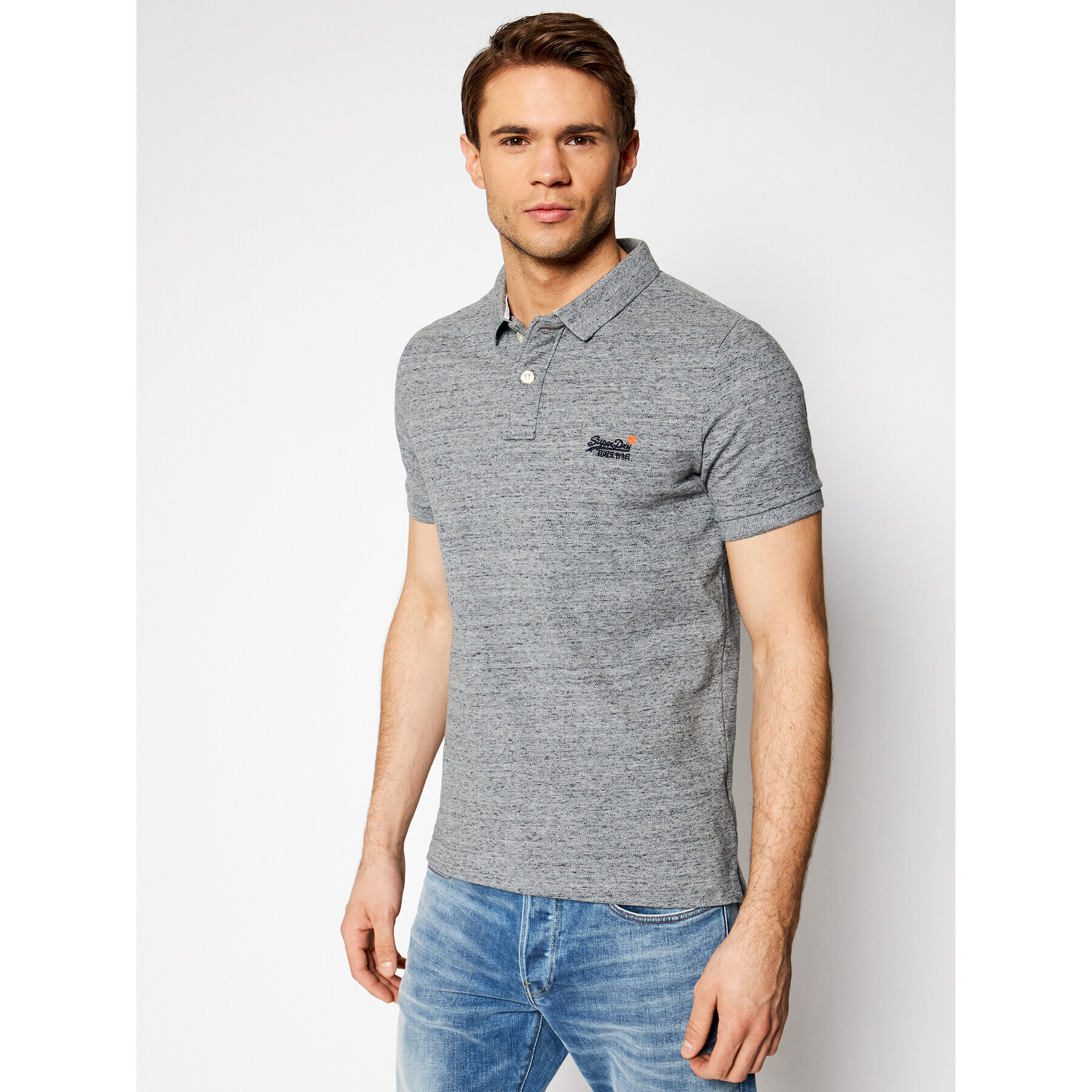 Superdry Polokošeľa Classic Pique M1110031A Sivá Regular Fit - Pepit.sk