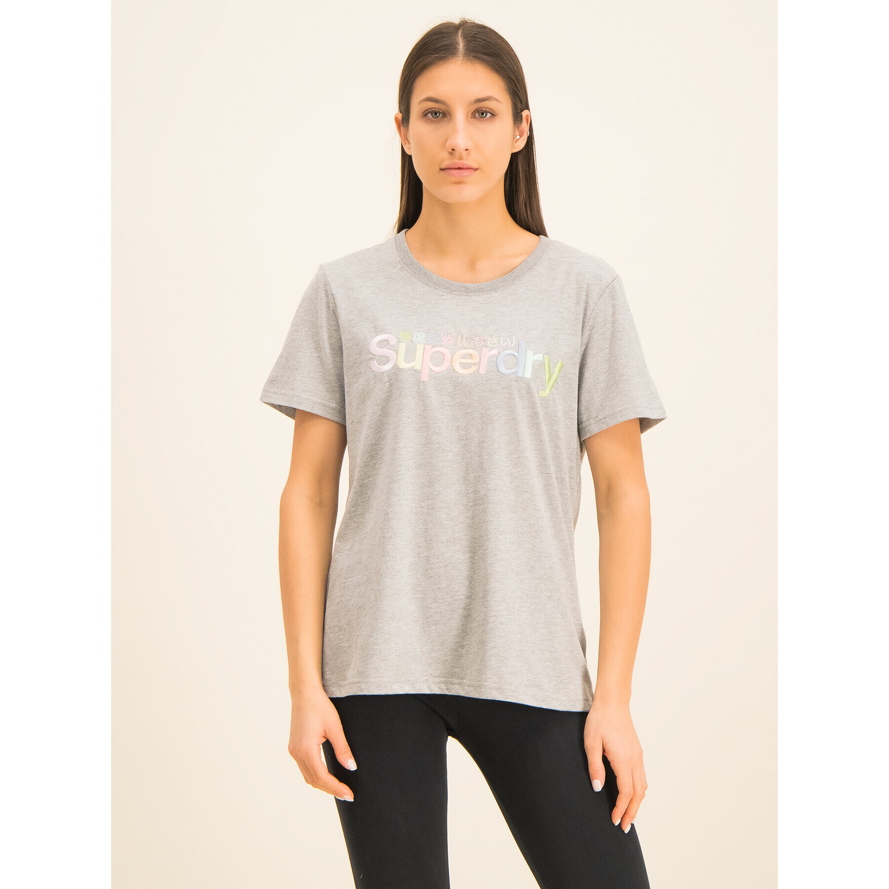 Superdry Tričko Classic Rainbow Emb Entry Tee W1000057A Sivá Classic Fit - Pepit.sk