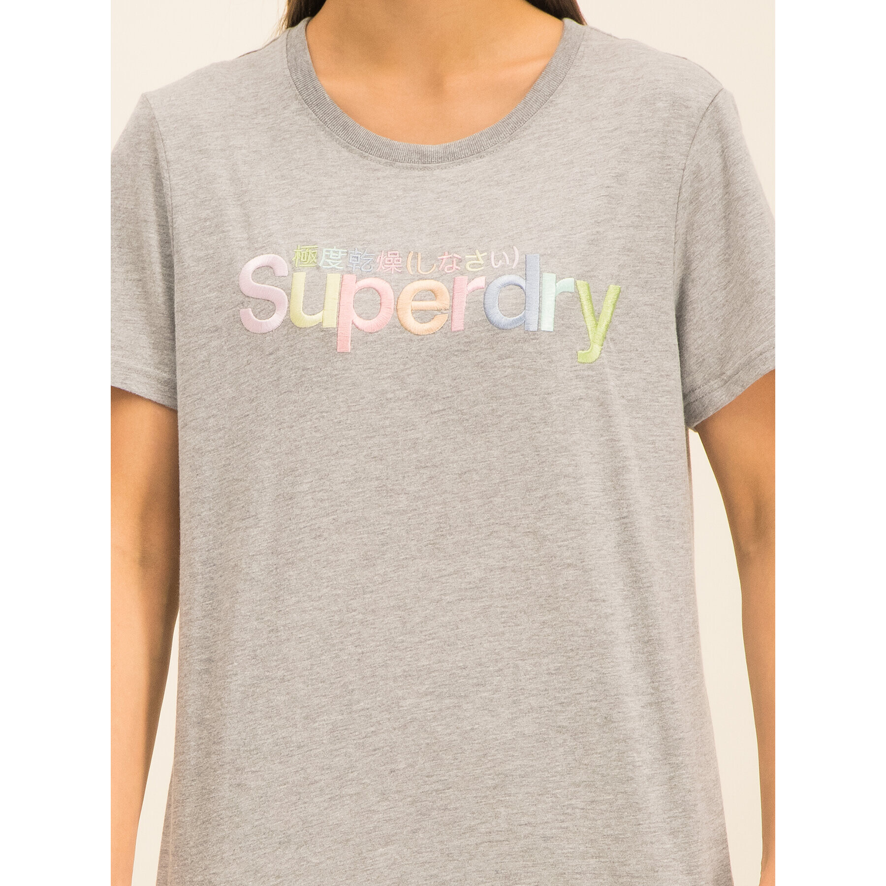 Superdry Tričko Classic Rainbow Emb Entry Tee W1000057A Sivá Classic Fit - Pepit.sk