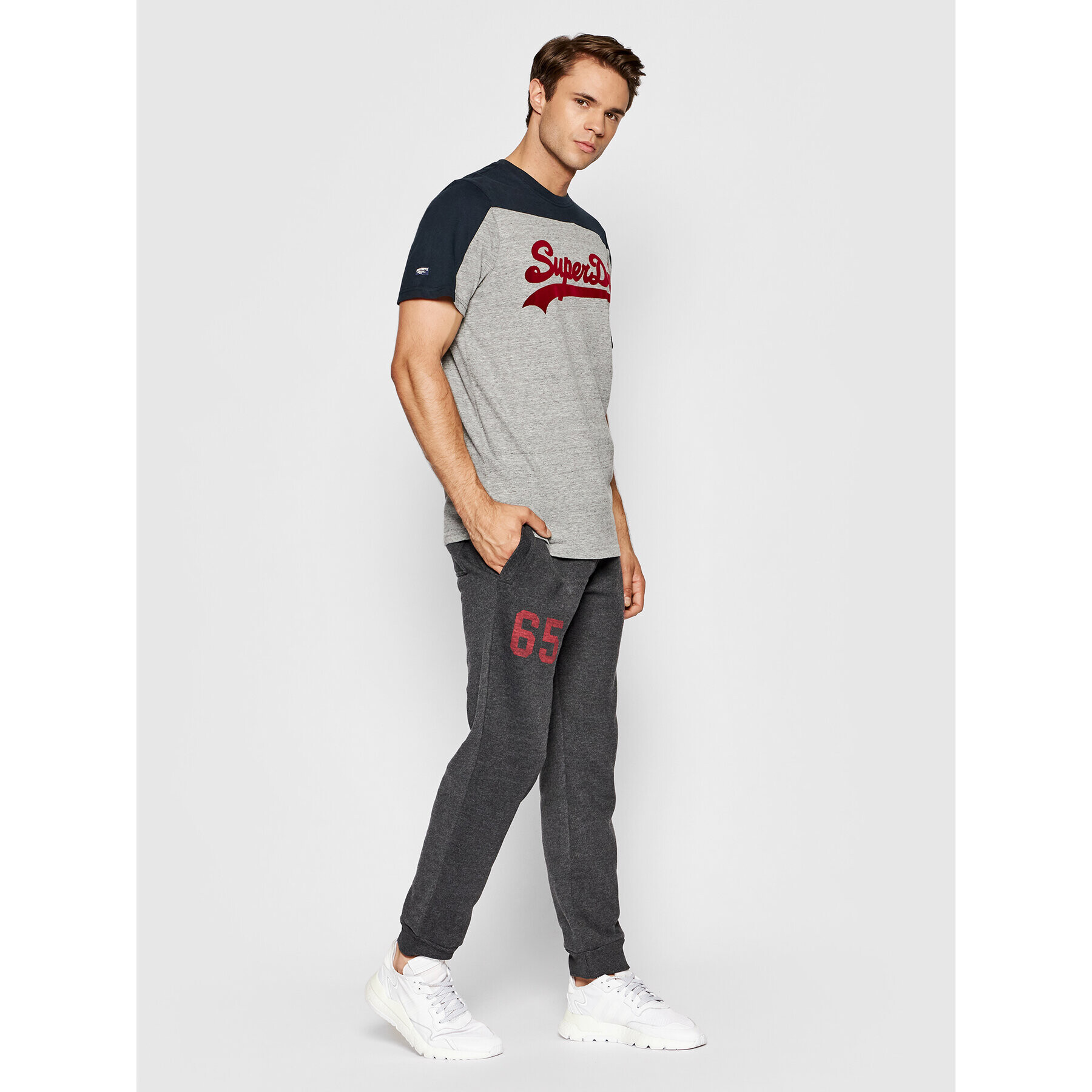 Superdry Tričko Colourblock M1011339A Sivá Regular Fit - Pepit.sk