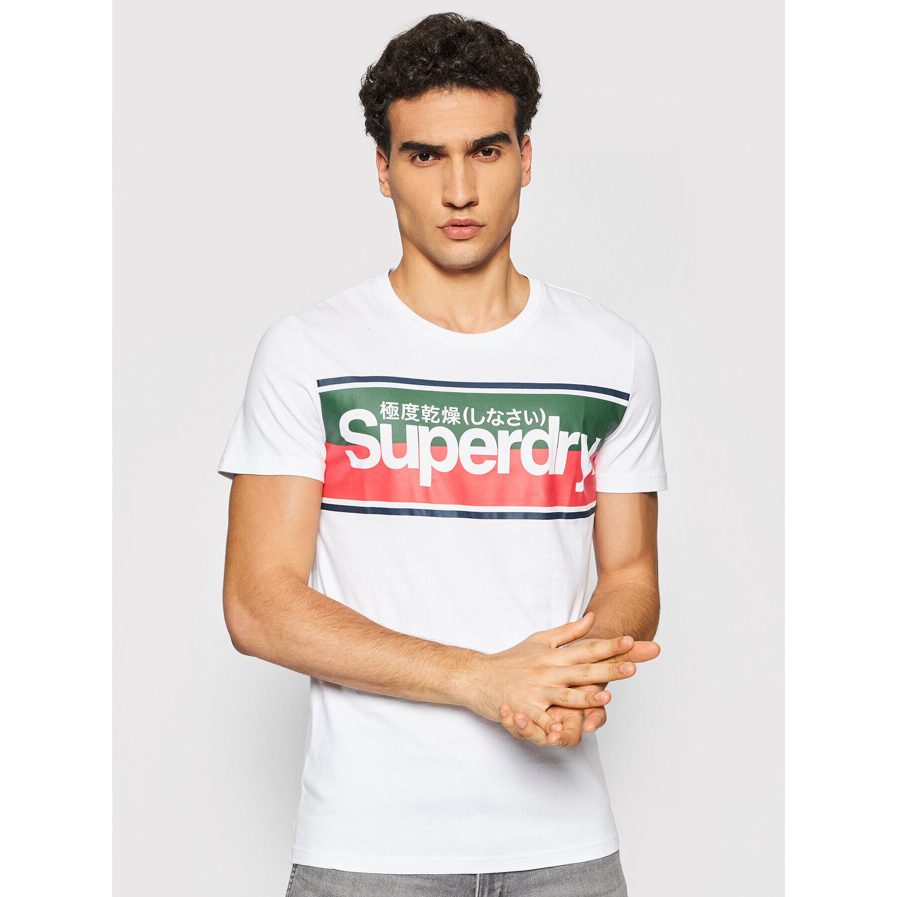 Superdry Tričko Core Logo Stripe M1010159B Biela Regular Fit - Pepit.sk