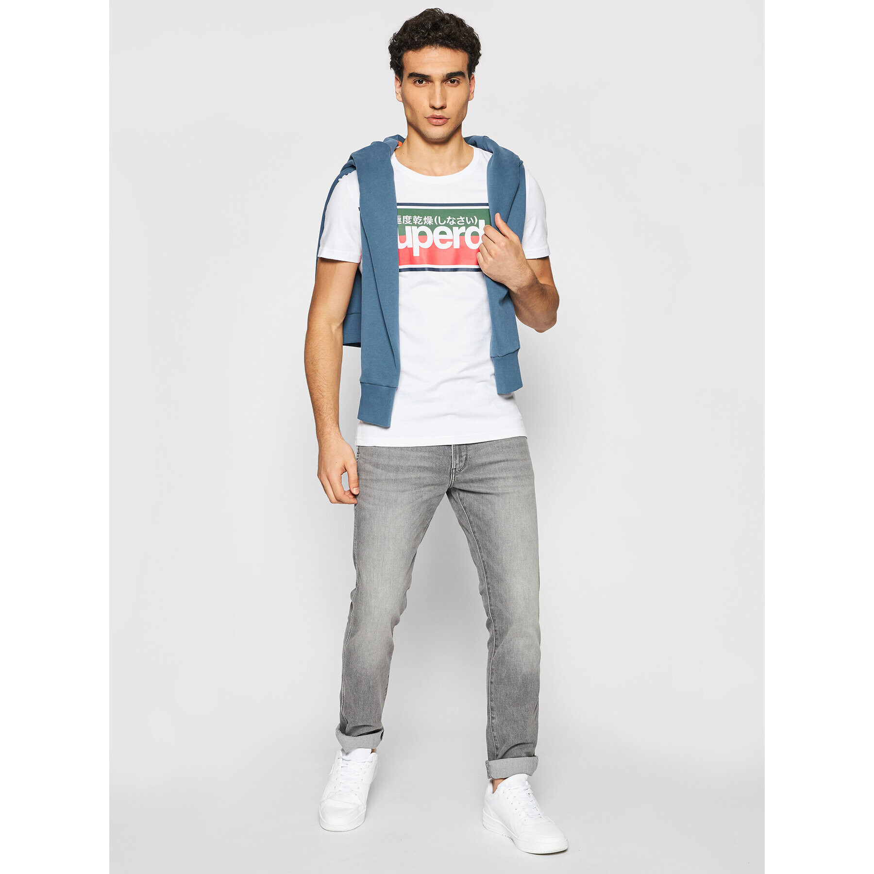 Superdry Tričko Core Logo Stripe M1010159B Biela Regular Fit - Pepit.sk