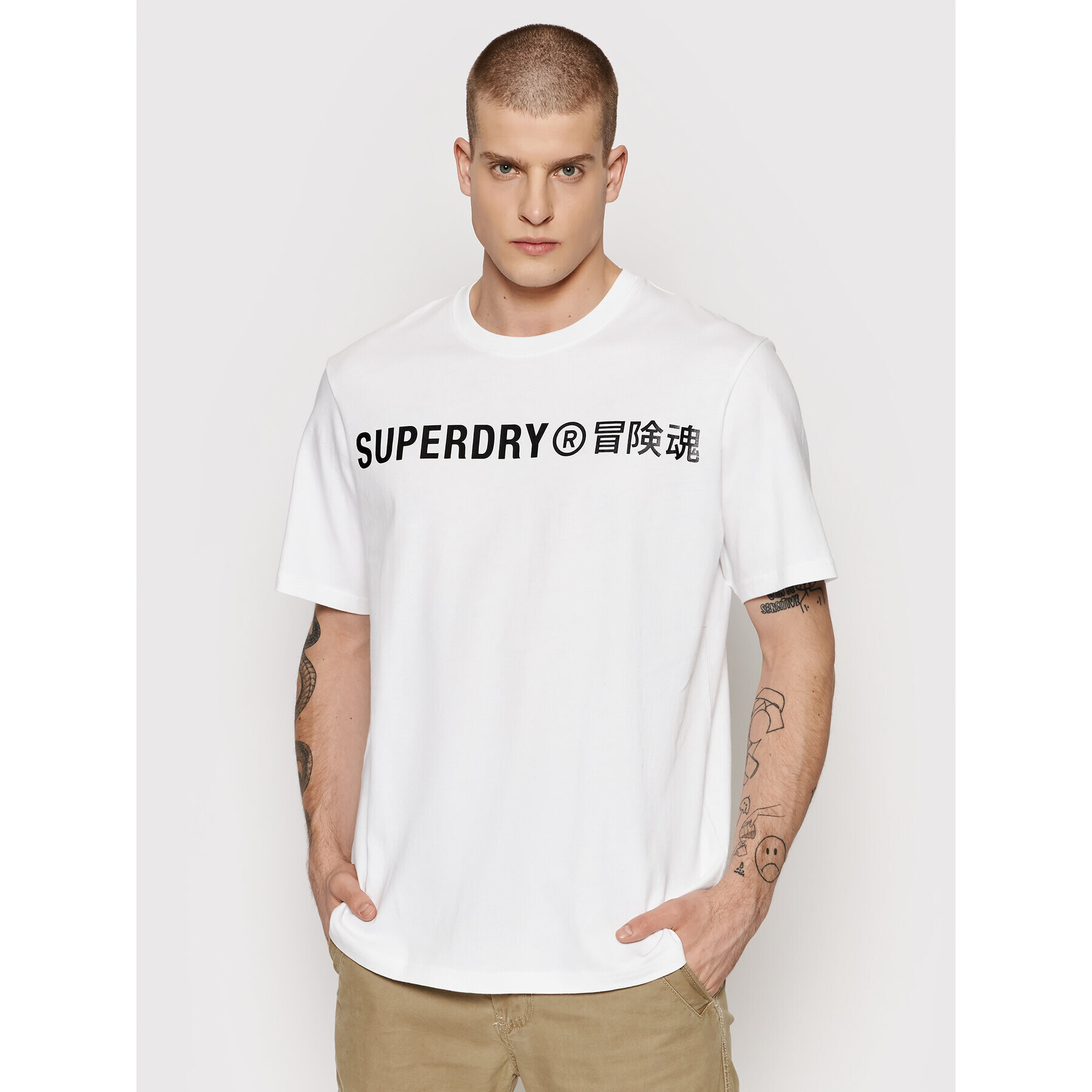 Superdry Tričko Corporate Logo Foil M1011253A Biela Regular Fit - Pepit.sk