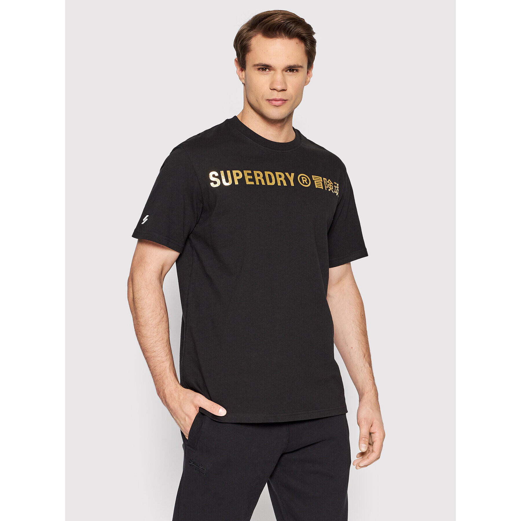 Superdry Tričko Corporate Logo Foil M1011253A Čierna Regular Fit - Pepit.sk