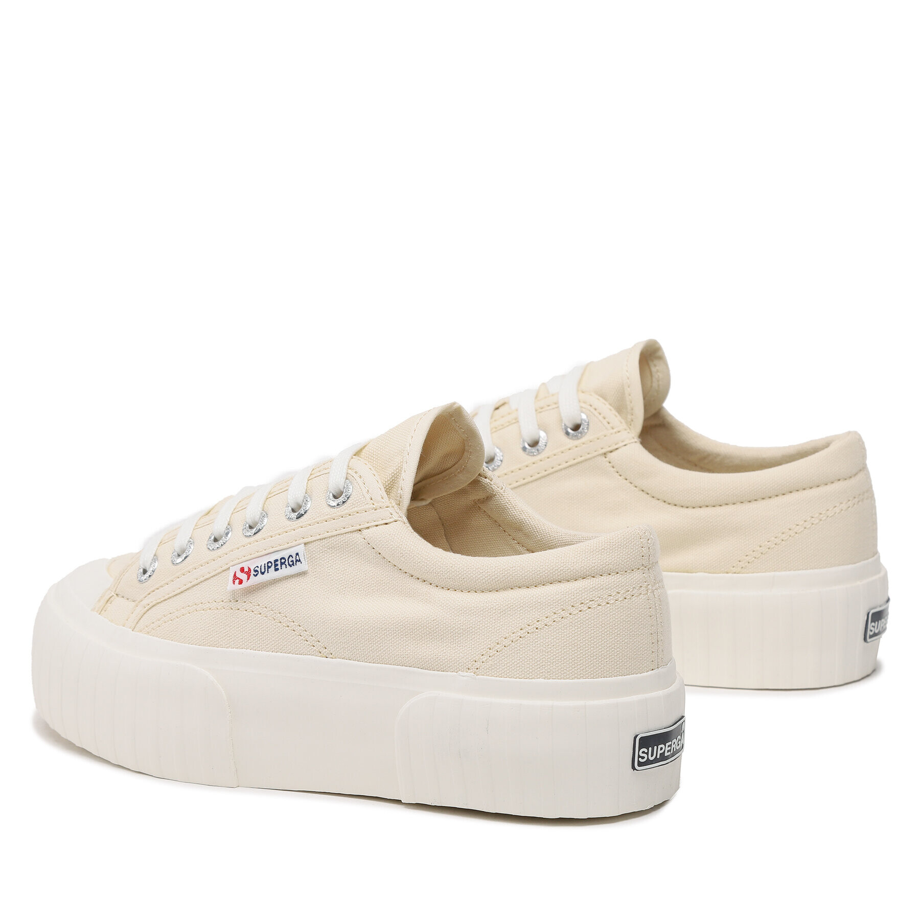 Superga Plátenky 2631 Stripe Platform S5111SW Béžová - Pepit.sk