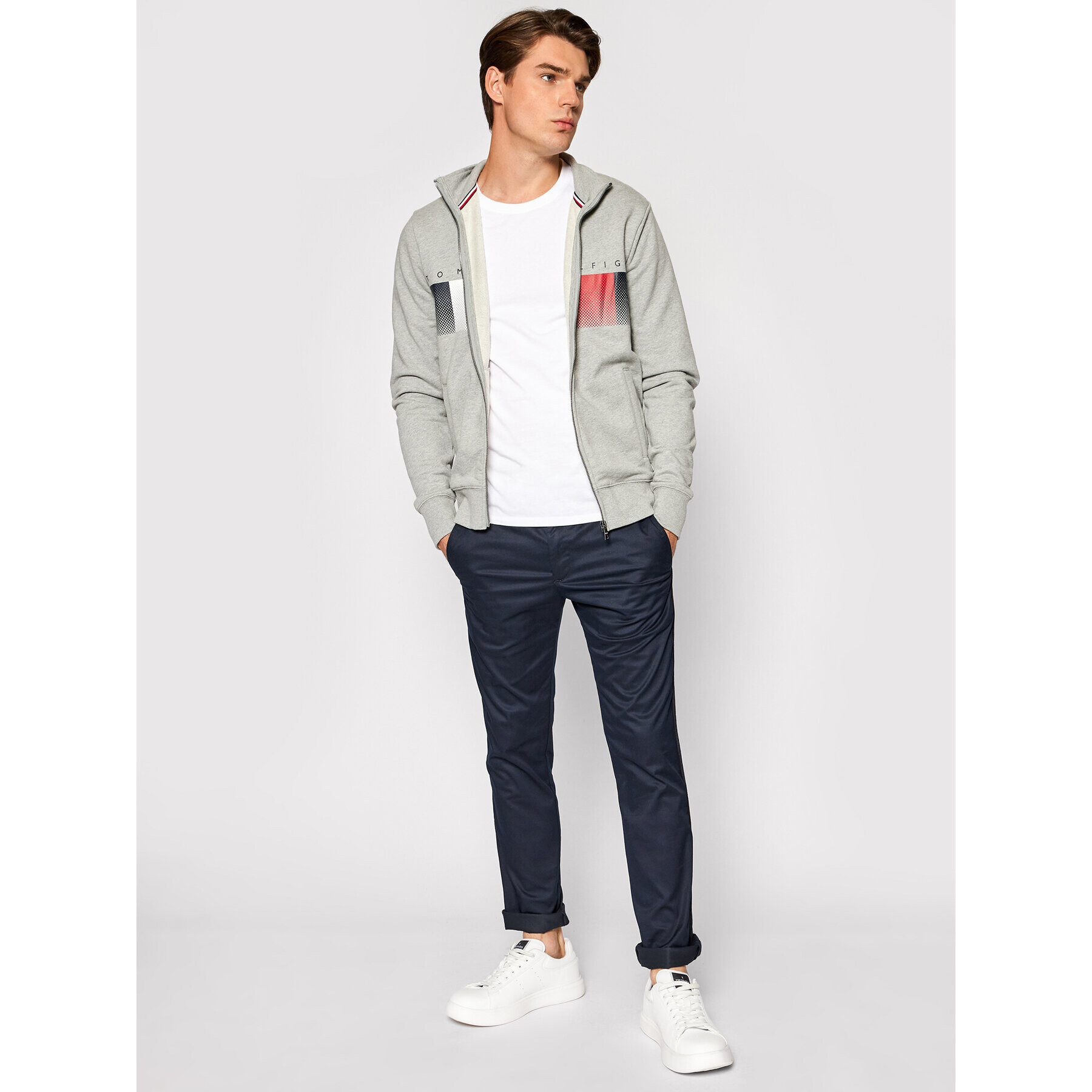 Tommy Hilfiger Bavlnené nohavice Bleecker Side Tape MW0MW18810 Tmavomodrá Slim Fit - Pepit.sk