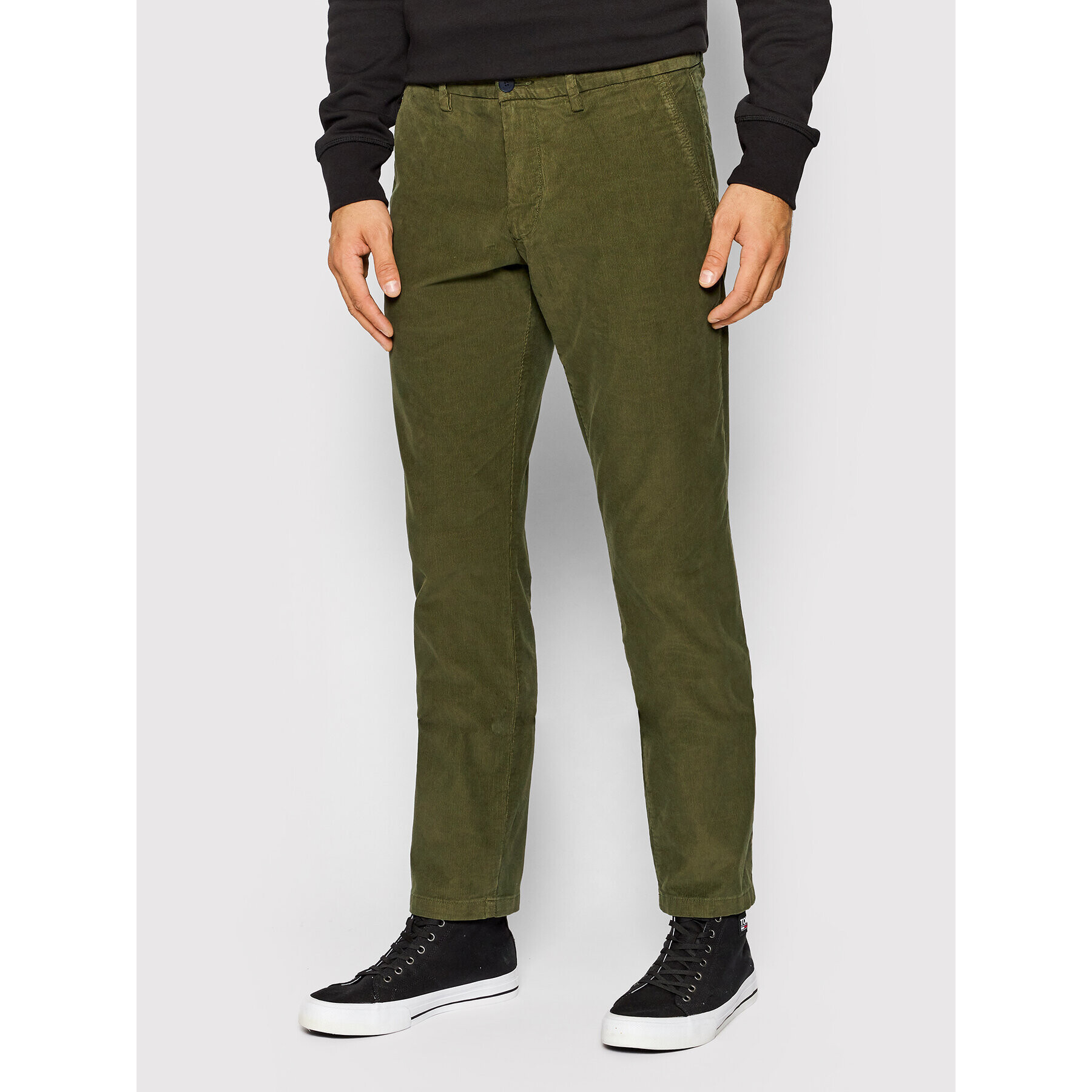 Tommy Hilfiger Chino nohavice Denton MW0MW19889 Zelená Straight Fit - Pepit.sk