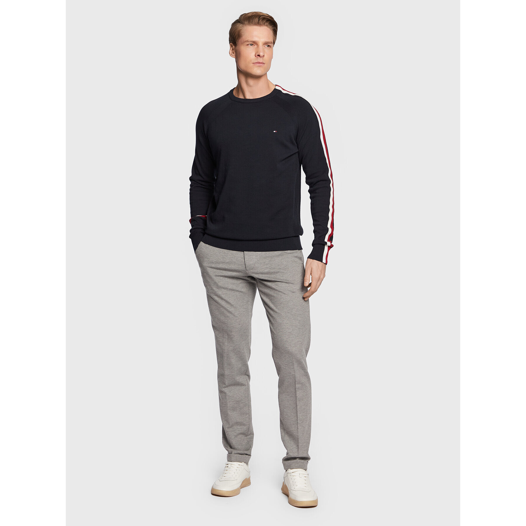 Tommy Hilfiger Chino nohavice Hampton MW0MW29663 Sivá Slim Fit - Pepit.sk