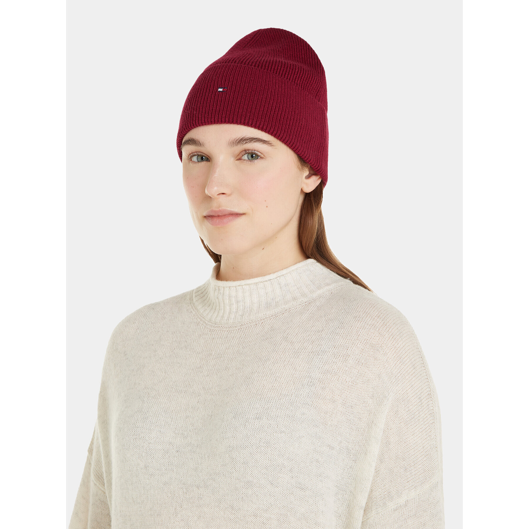 Tommy Hilfiger Čiapka Essential Flag Beanie AW0AW15309 Červená - Pepit.sk