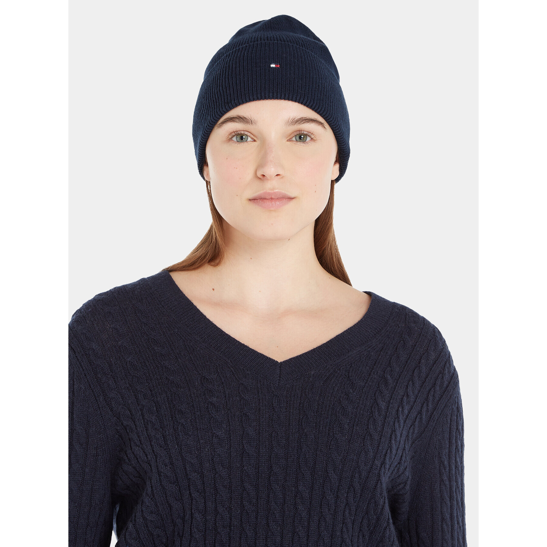 Tommy Hilfiger Čiapka Essential Flag Beanie AW0AW15309 Tmavomodrá - Pepit.sk