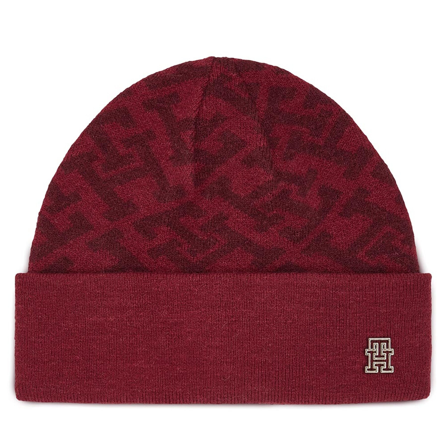 Tommy Hilfiger Čiapka Monogram All Over Beanie AW0AW15327 Červená - Pepit.sk