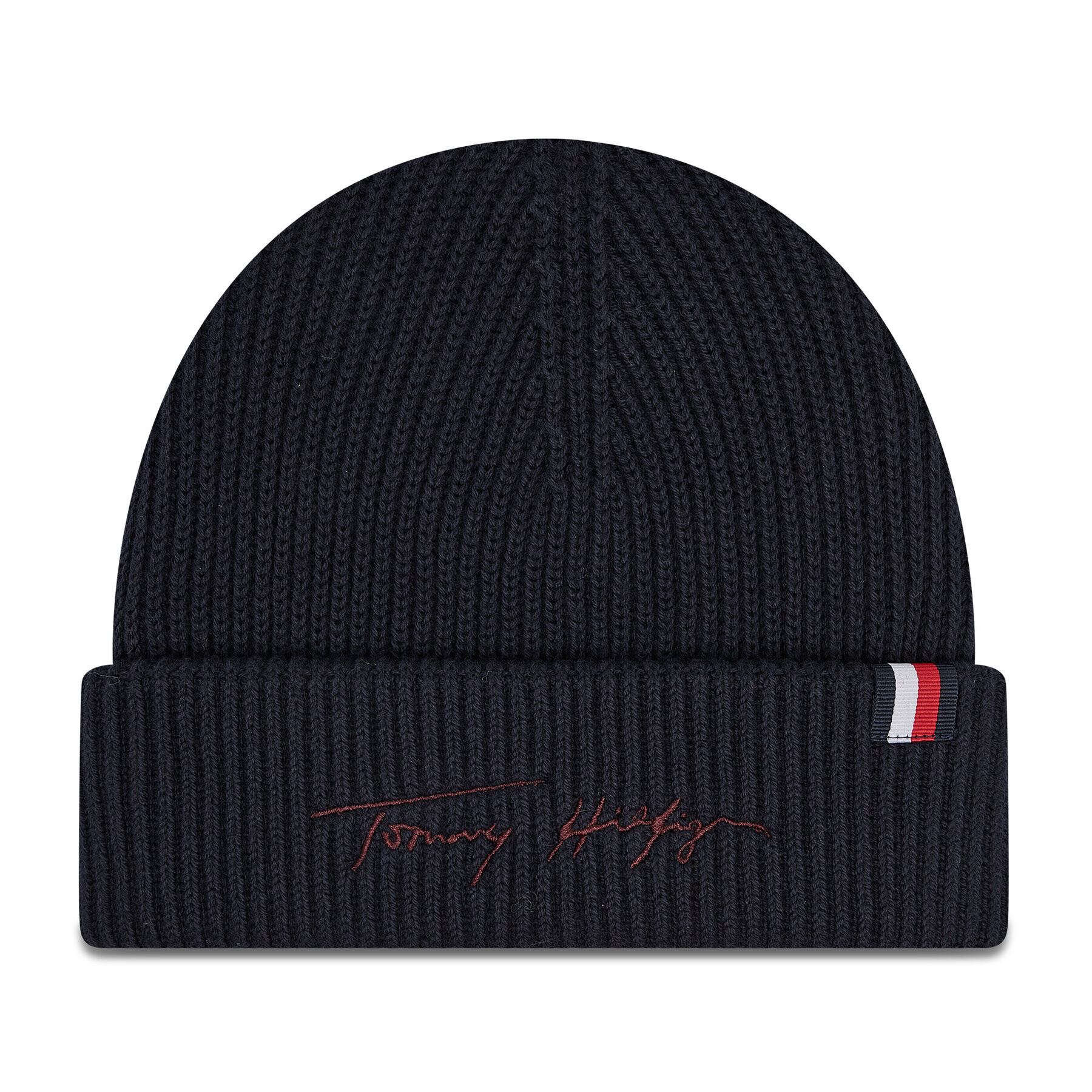 Tommy Hilfiger Čiapka Th Signature Beanie AM0AM07869 Tmavomodrá - Pepit.sk