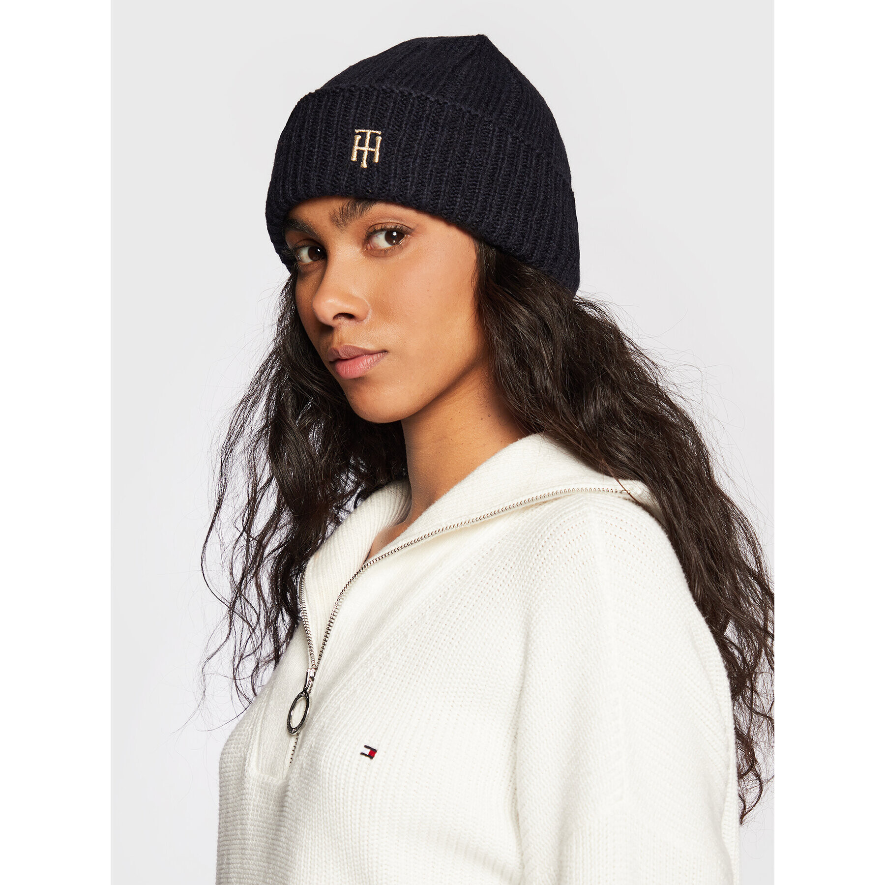 Tommy Hilfiger Čiapka Th Timeless Beanie AW0AW13827 Tmavomodrá - Pepit.sk