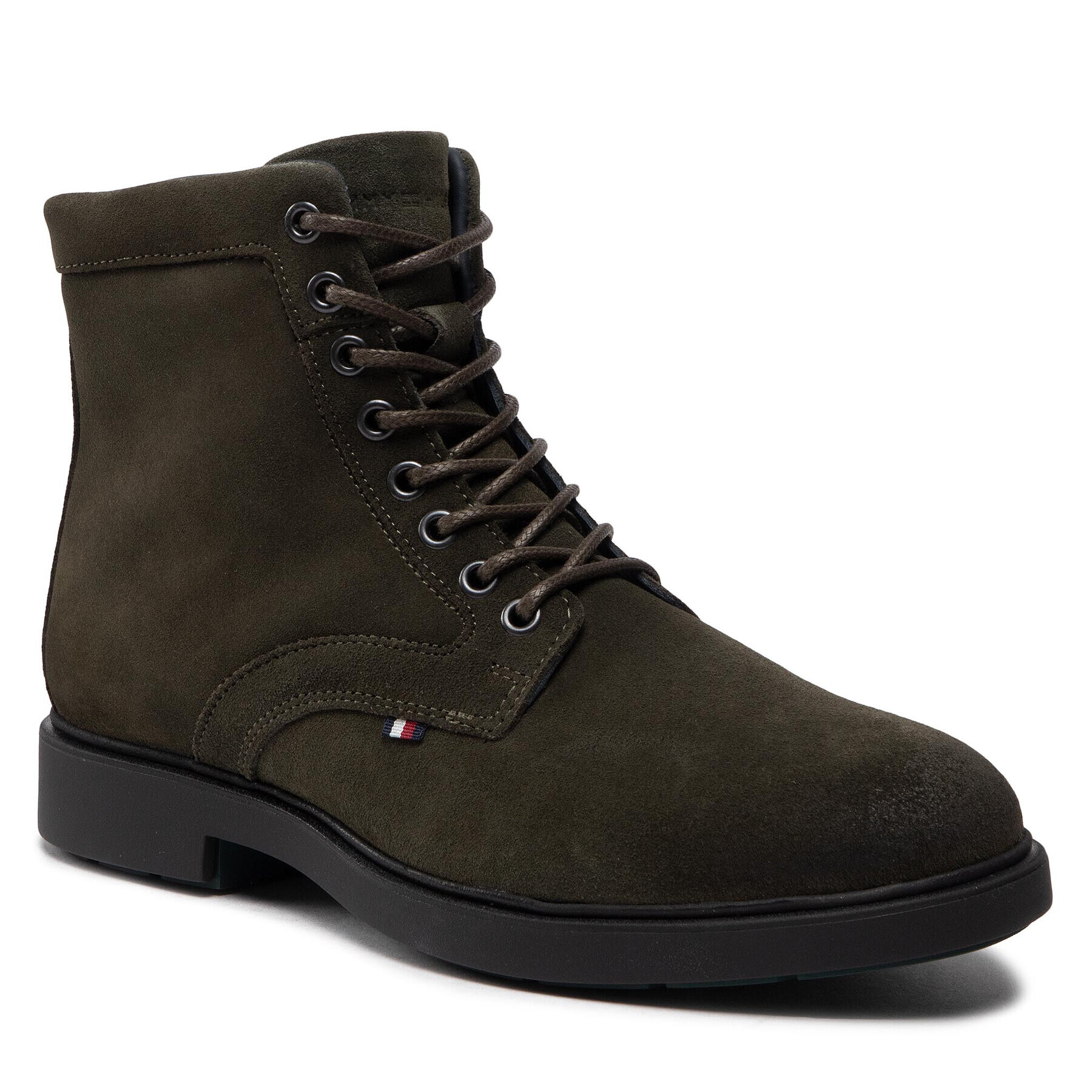 Tommy Hilfiger Čižmy Elevated Rounded Suede Lace Boot FM0FM04185 Zelená - Pepit.sk