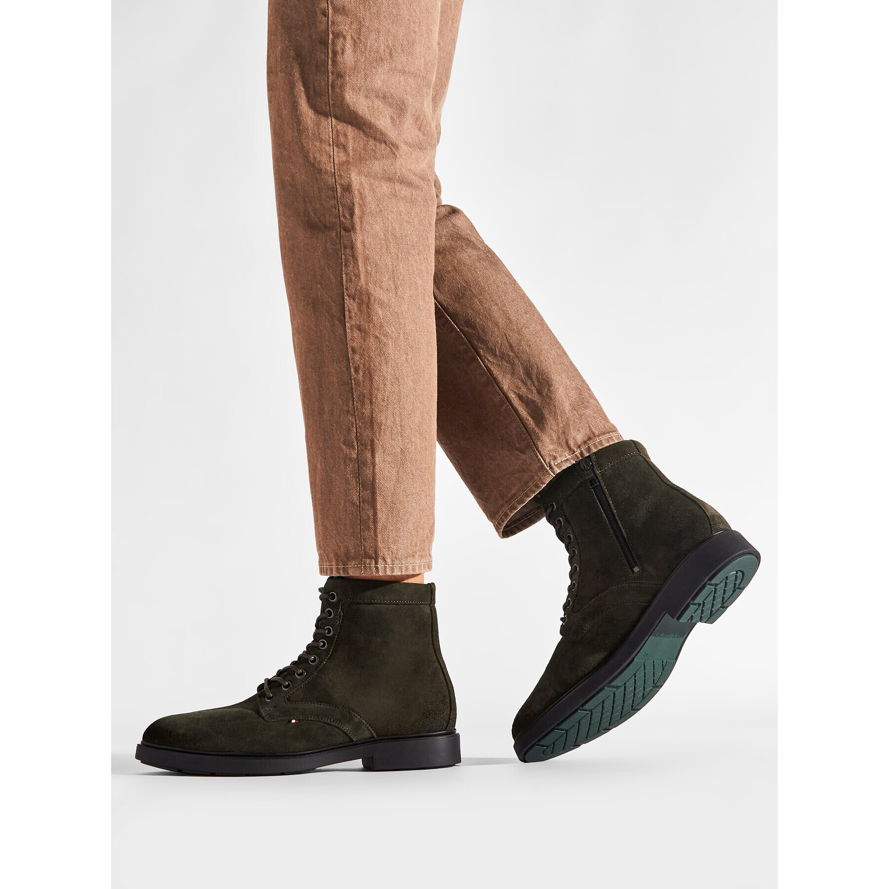 Tommy Hilfiger Čižmy Elevated Rounded Suede Lace Boot FM0FM04185 Zelená - Pepit.sk