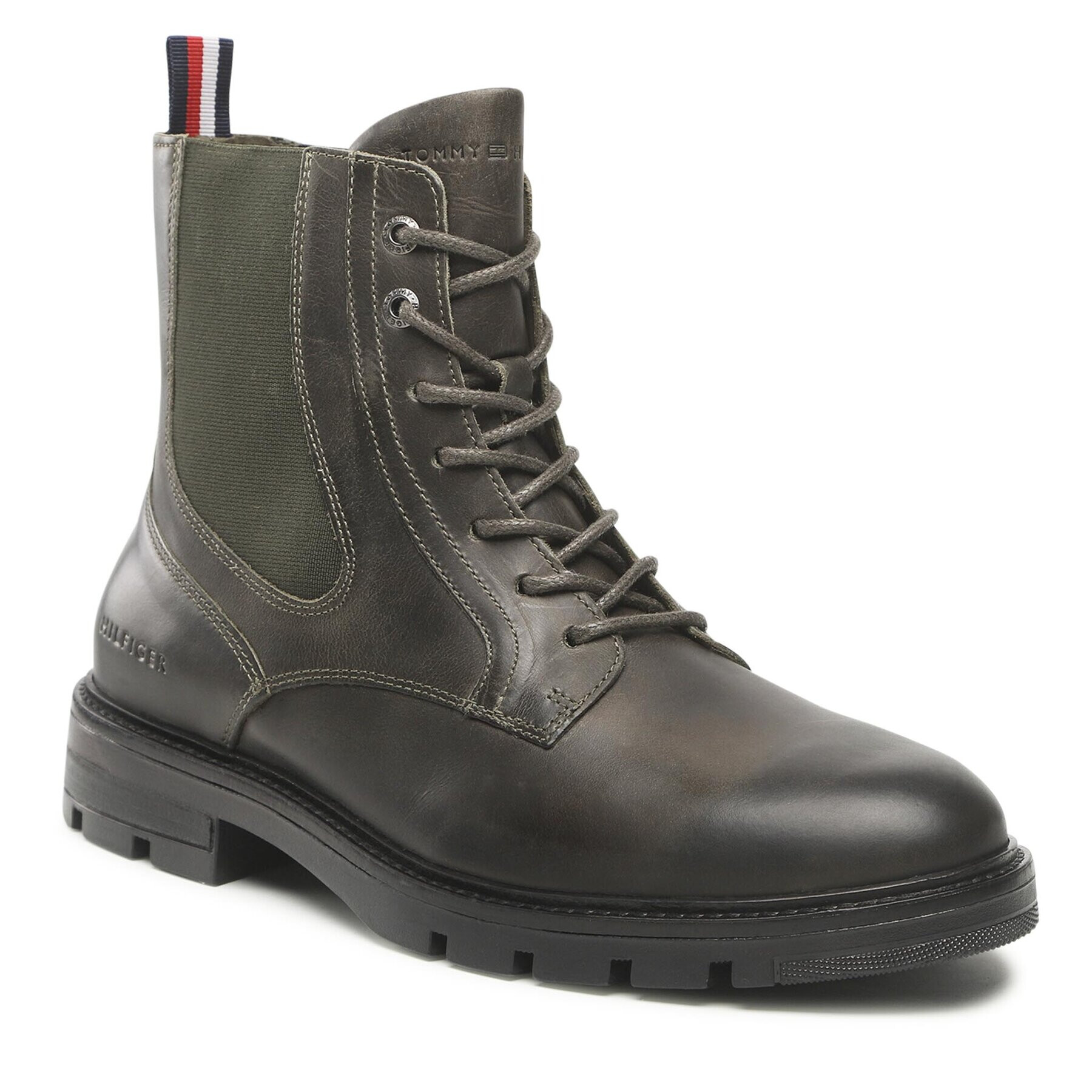 Tommy Hilfiger Členková obuv s elastickým prvkom Lth Up Chel Boot FM0FM04204 Zelená - Pepit.sk