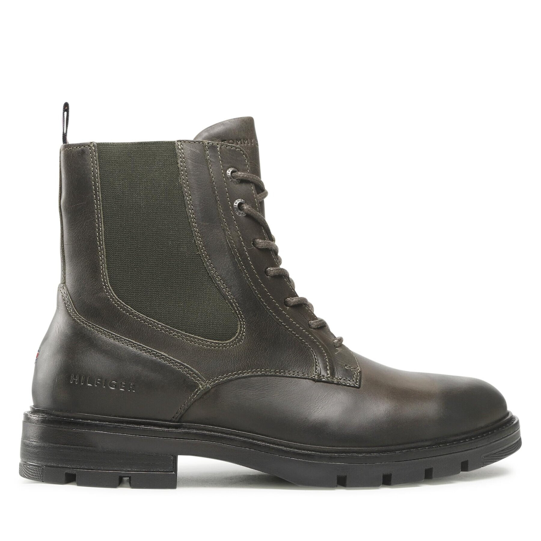 Tommy Hilfiger Členková obuv s elastickým prvkom Lth Up Chel Boot FM0FM04204 Zelená - Pepit.sk