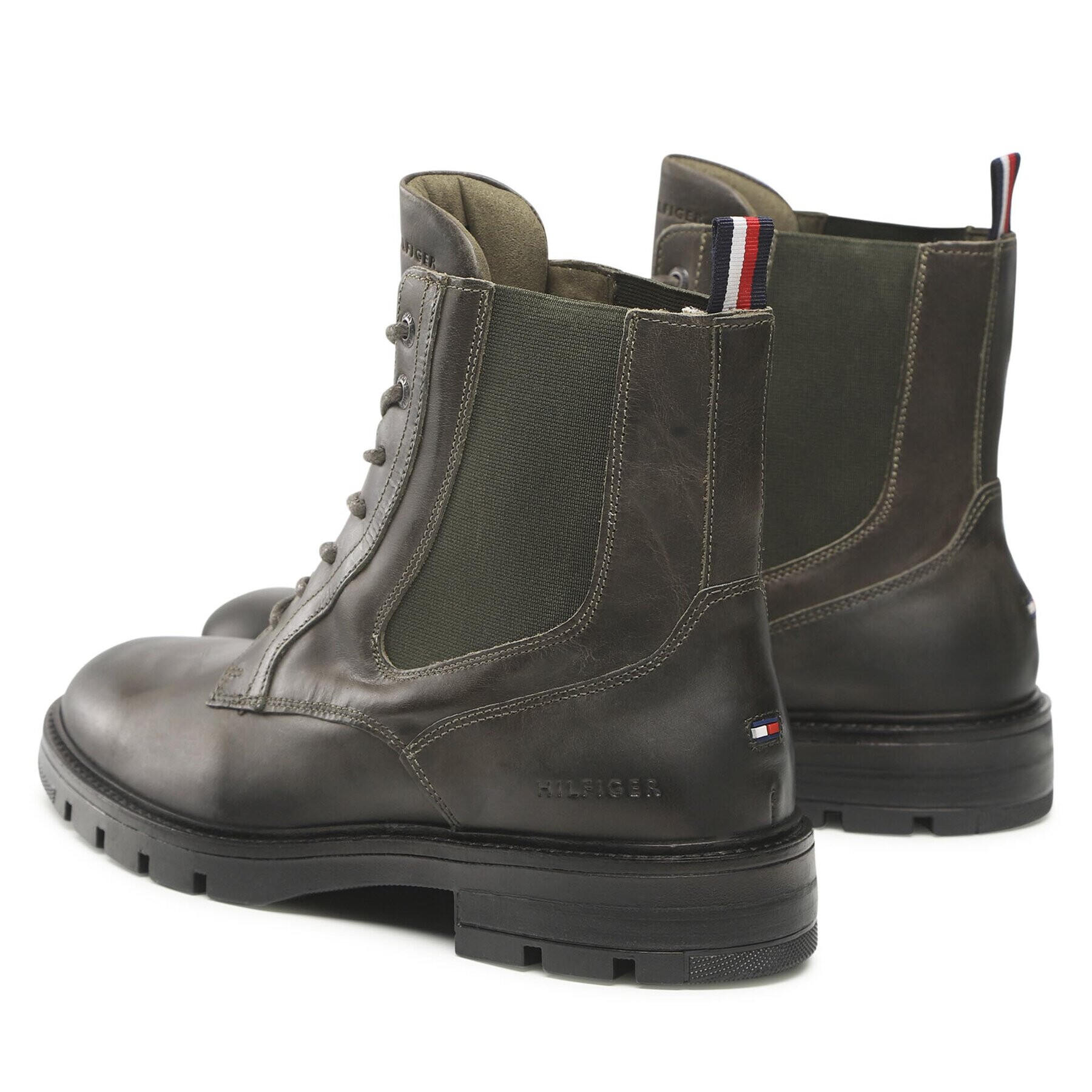 Tommy Hilfiger Členková obuv s elastickým prvkom Lth Up Chel Boot FM0FM04204 Zelená - Pepit.sk