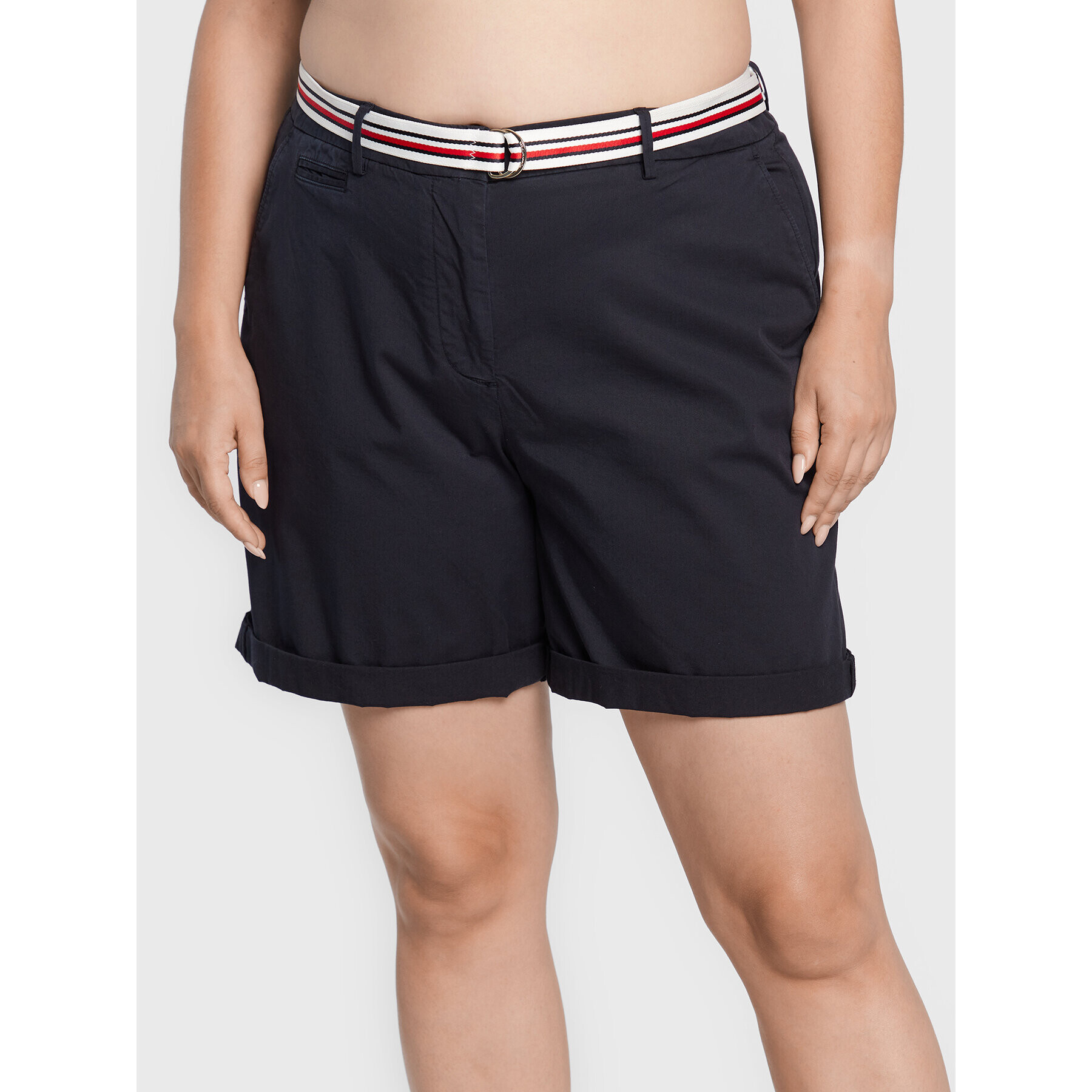 Tommy Hilfiger Curve Bavlnené šortky Tencel WW0WW30870 Tmavomodrá Regular Fit - Pepit.sk