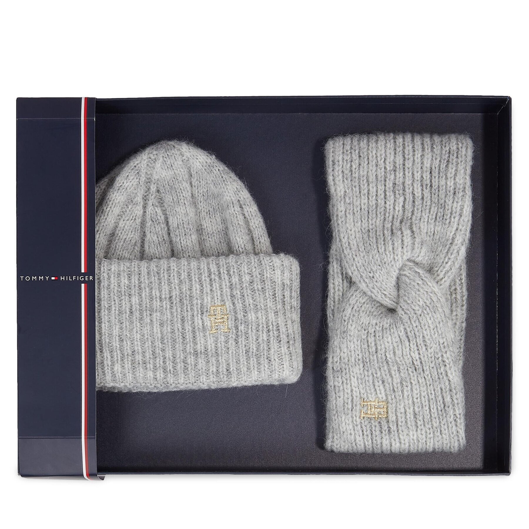 Tommy Hilfiger Darčekový set Th Timeless Beanie + Headband AW0AW15370P4A Sivá - Pepit.sk