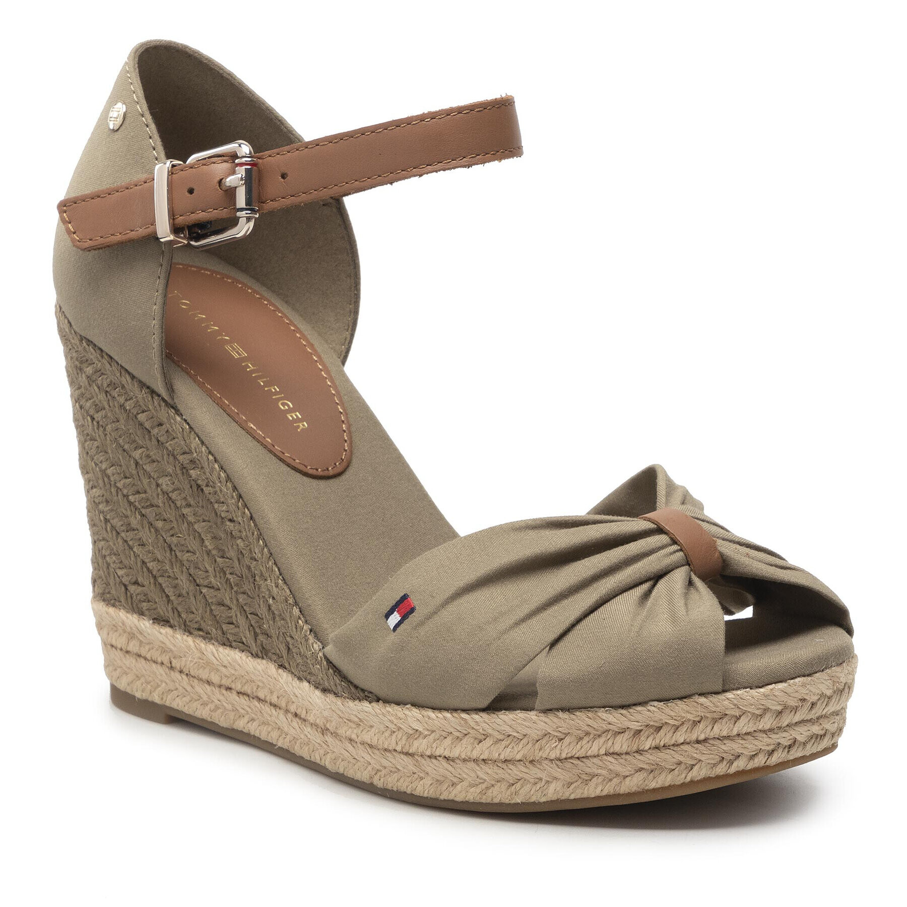 Tommy Hilfiger Espadrilky Basic Open Toe High Wedge FW0FW04784 Zelená - Pepit.sk