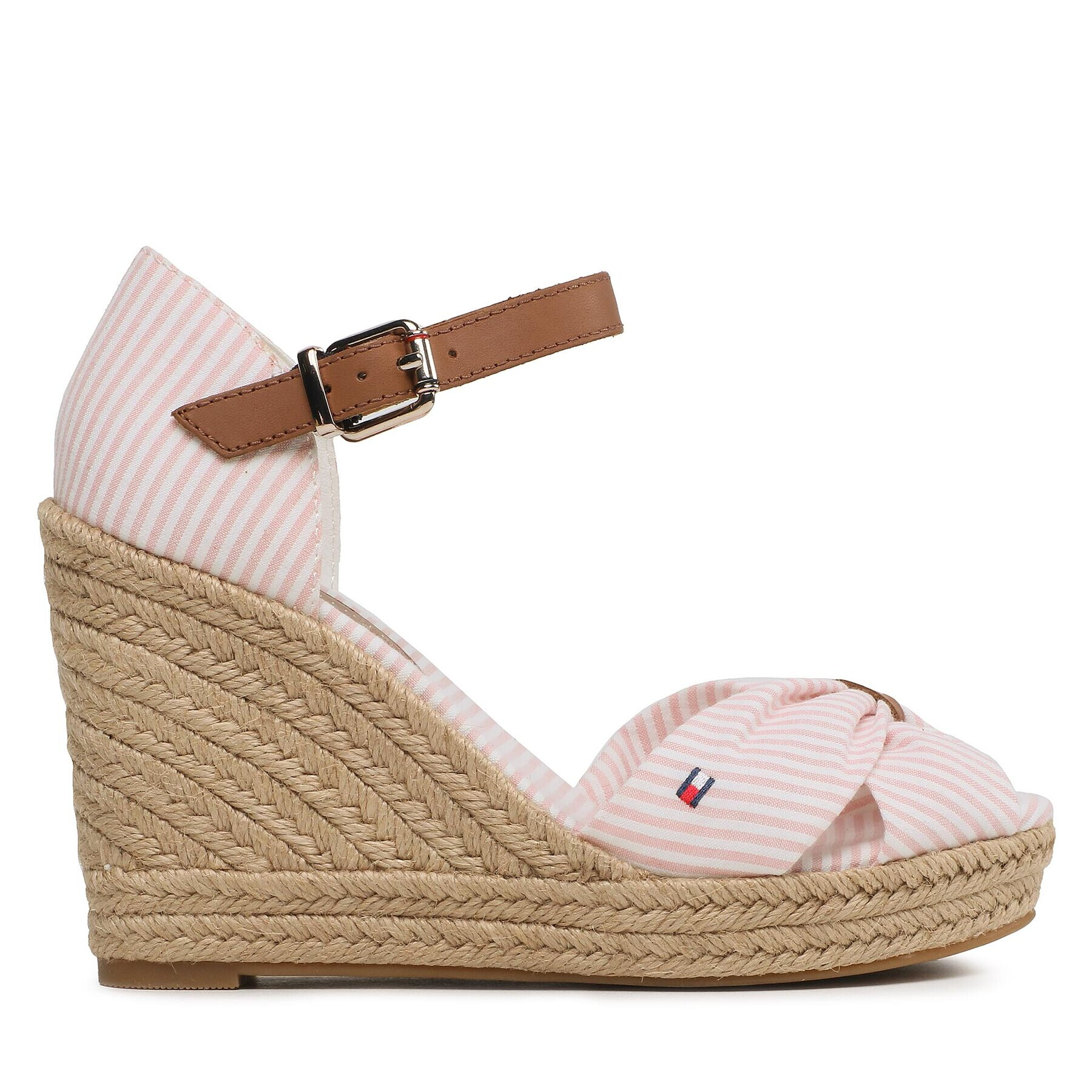 Tommy Hilfiger Espadrilky Basic Seersucker High Wedge FW0FW07160 Ružová - Pepit.sk