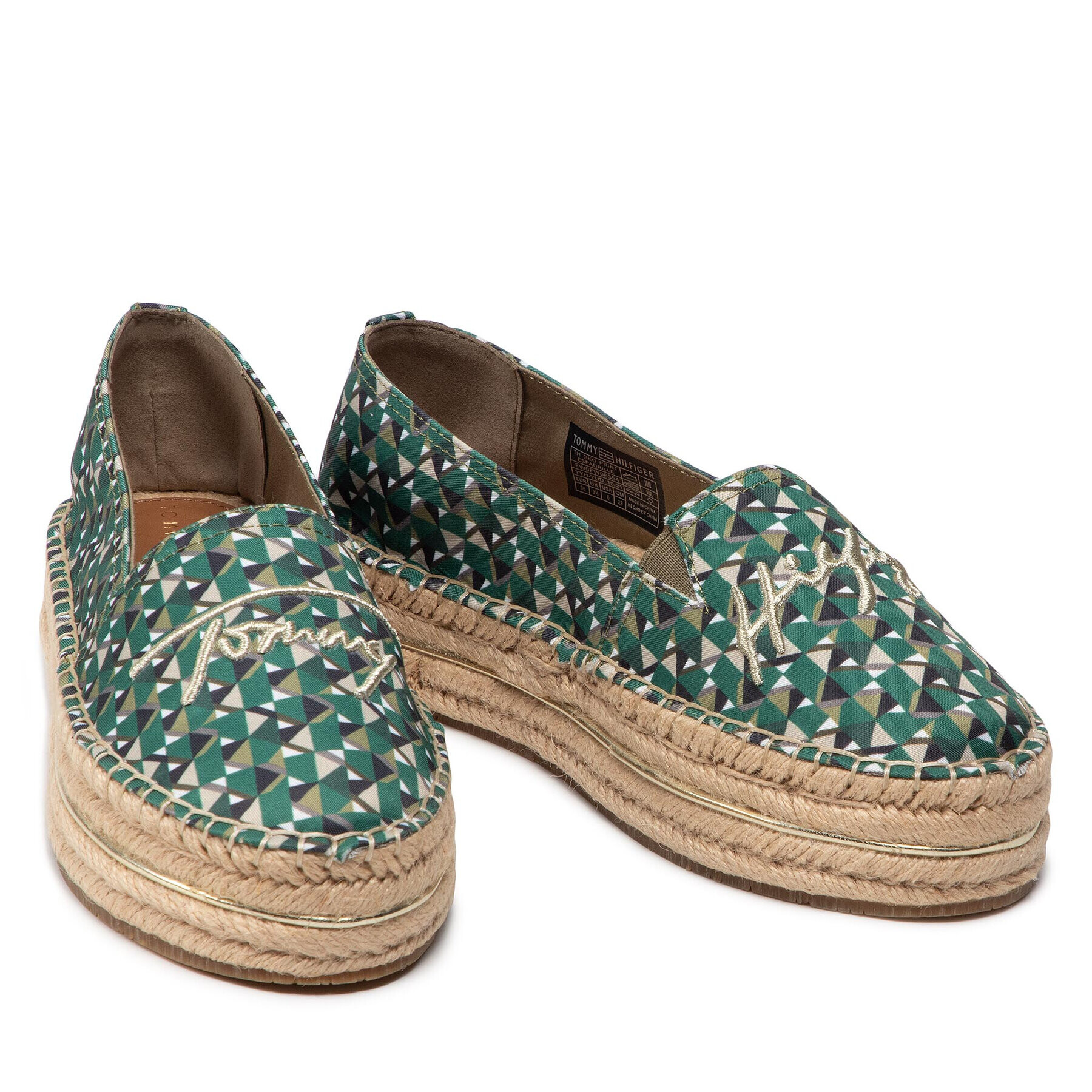 Tommy Hilfiger Espadrilky Geo Print EspadrilleFW0FW06354 Zelená - Pepit.sk