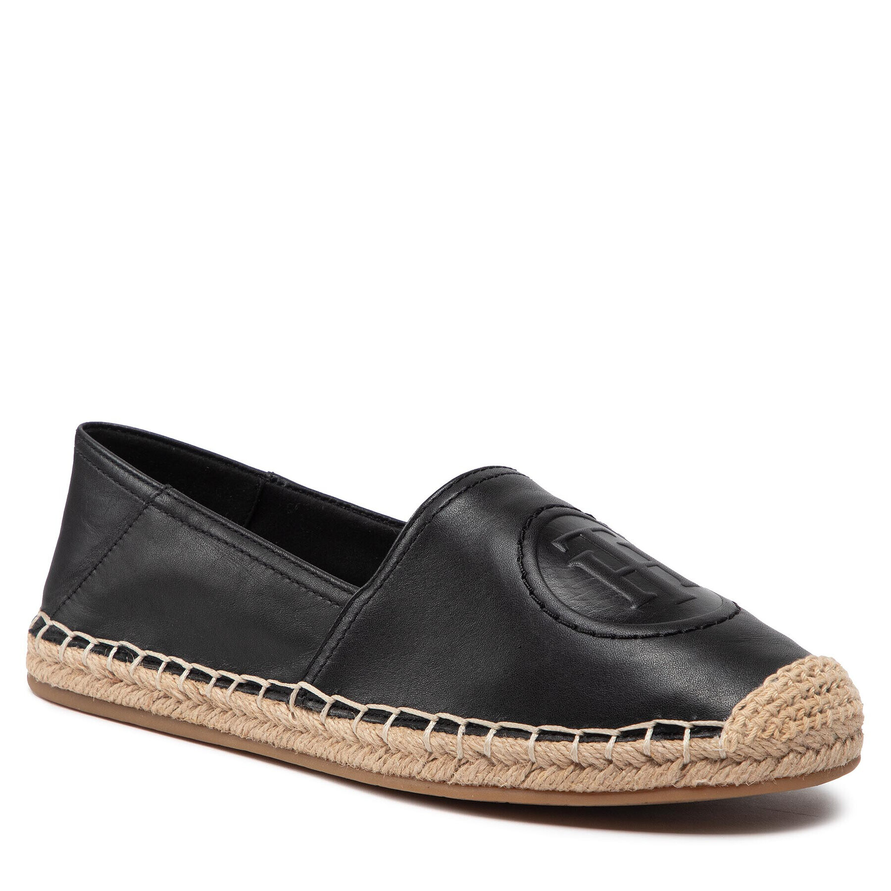 Tommy Hilfiger Espadrilky Logo Leather Espadrille FW0FW06168 Čierna - Pepit.sk