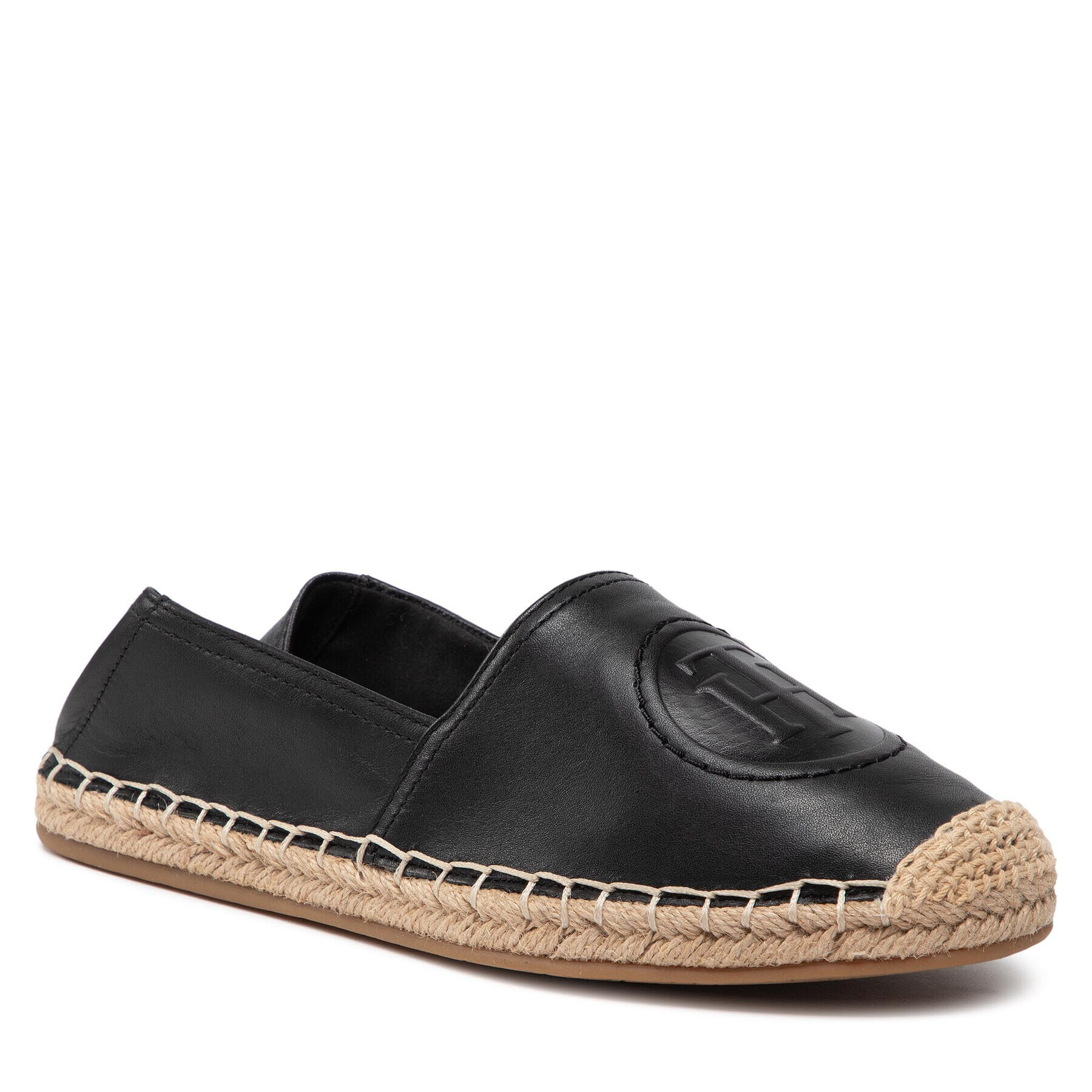 Tommy Hilfiger Espadrilky Logo Leather Espadrille FW0FW06168 Čierna - Pepit.sk