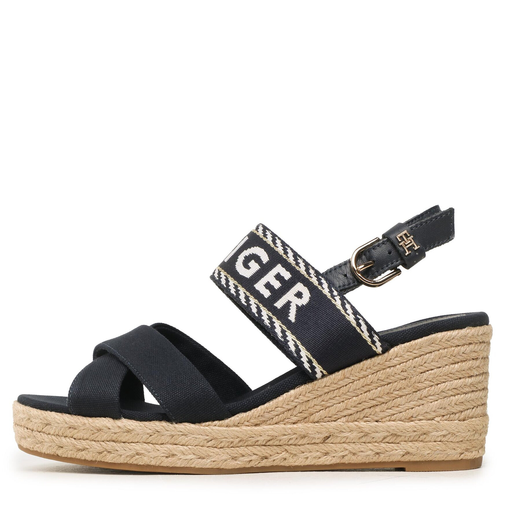 Tommy Hilfiger Espadrilky Seasonal Webbing Mid Wedge FW0FW07091 Tmavomodrá - Pepit.sk