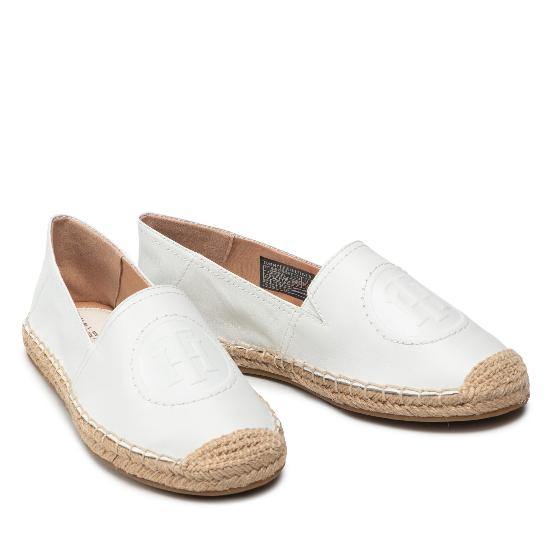 Tommy Hilfiger Espadrilky Th Logo Leather Espadrille FW0FW06168 Biela - Pepit.sk